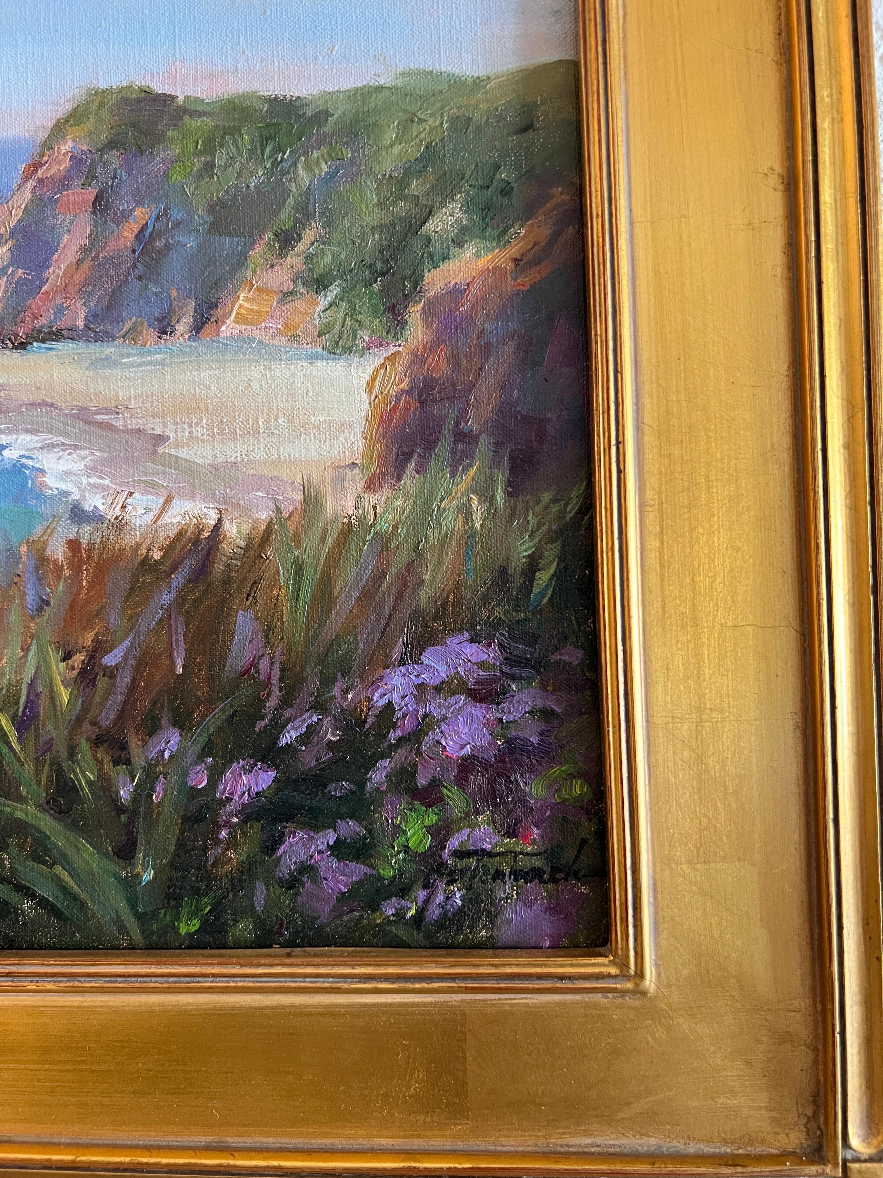 Montage Beach, California, Impressionist art of California. - Painting by Lynn Gertenbach