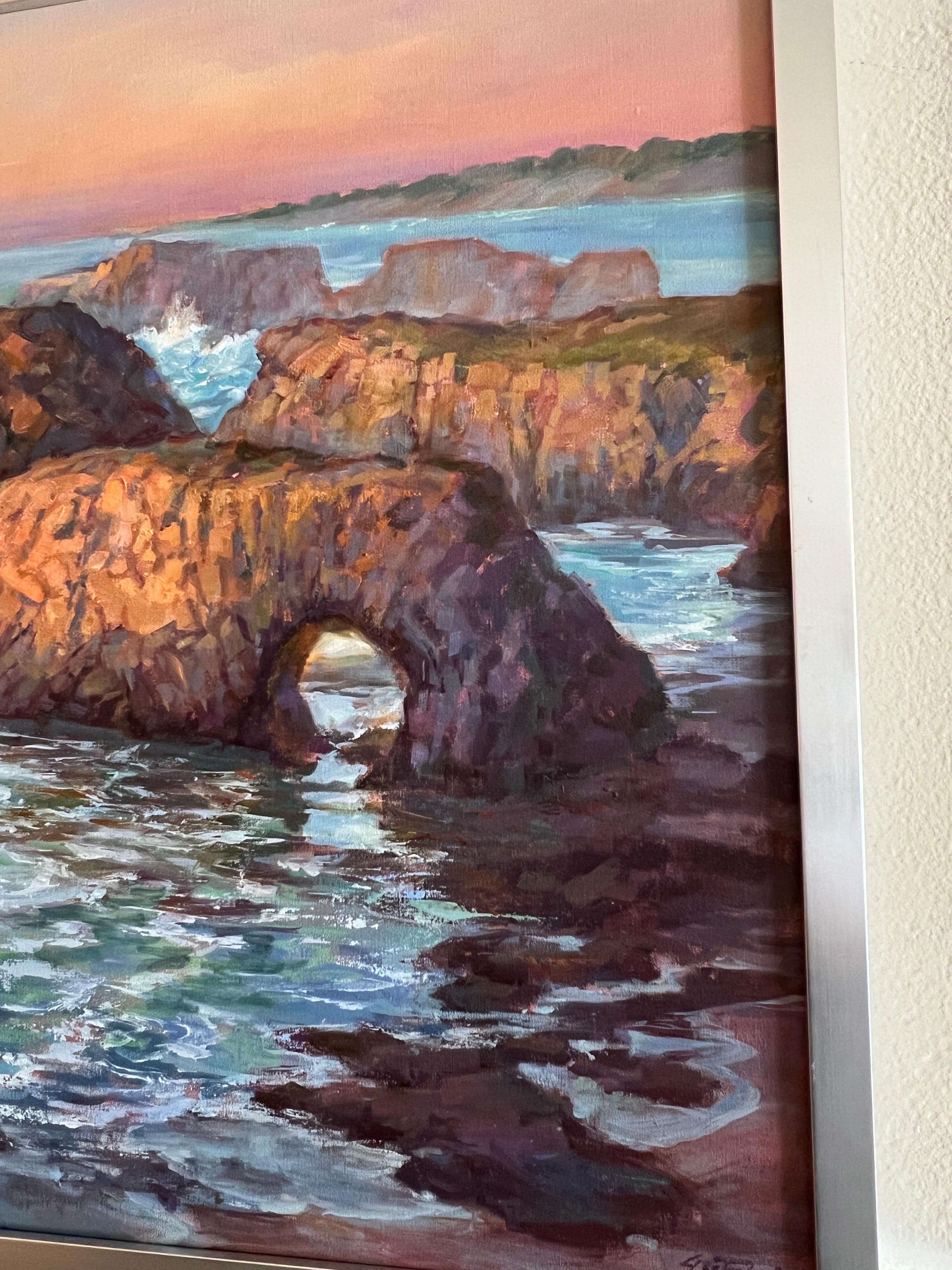 Paysage marin contemporain de Californie, Mendocino. Le rocher de l'éléphant. en vente 2