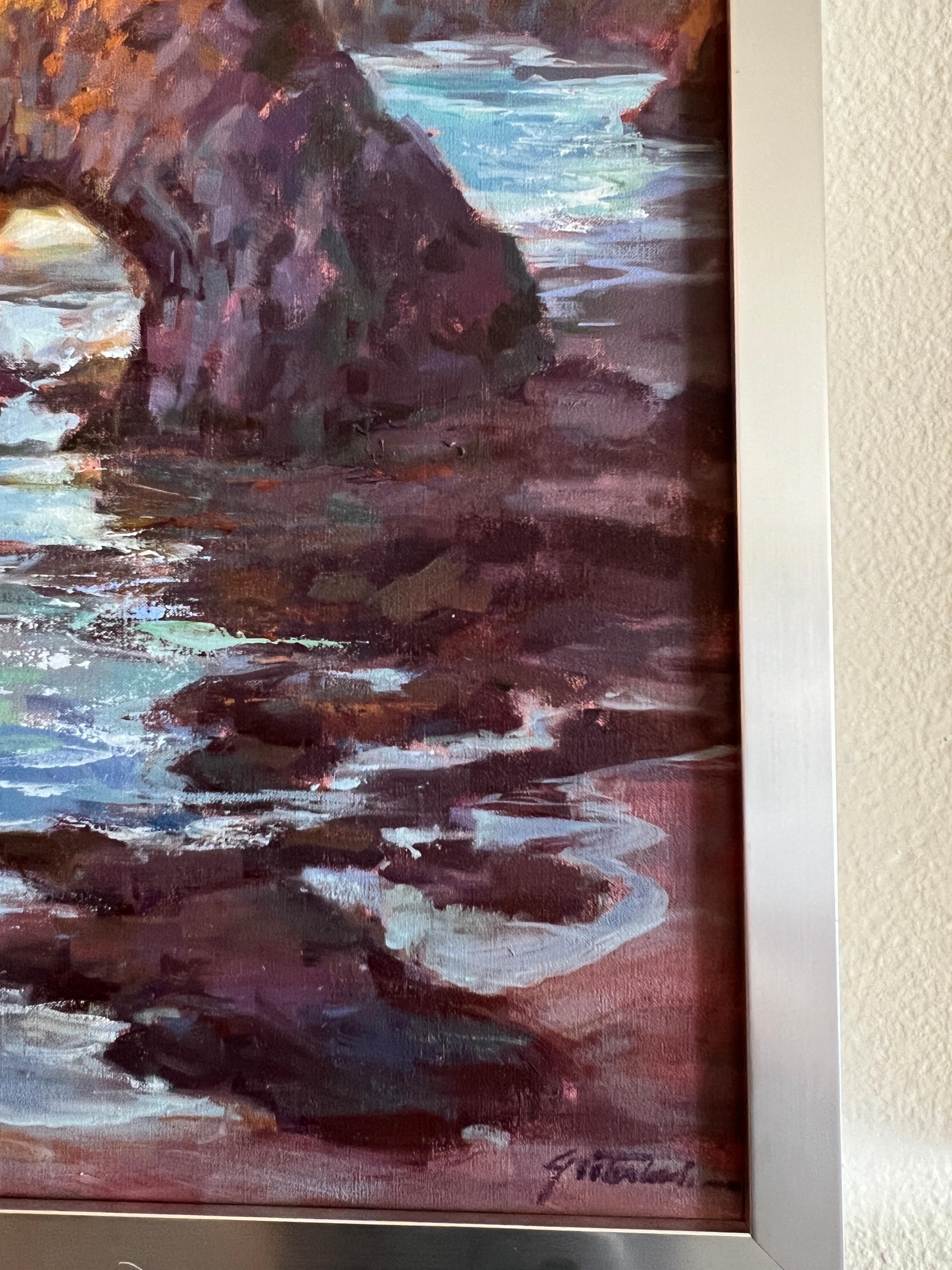 Paysage marin contemporain de Californie, Mendocino. Le rocher de l'éléphant. en vente 3
