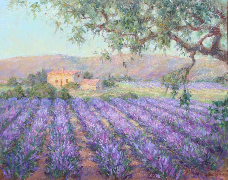 Lynn Gertenbach Landscape Painting - Lavender Farm, Lavender Field.