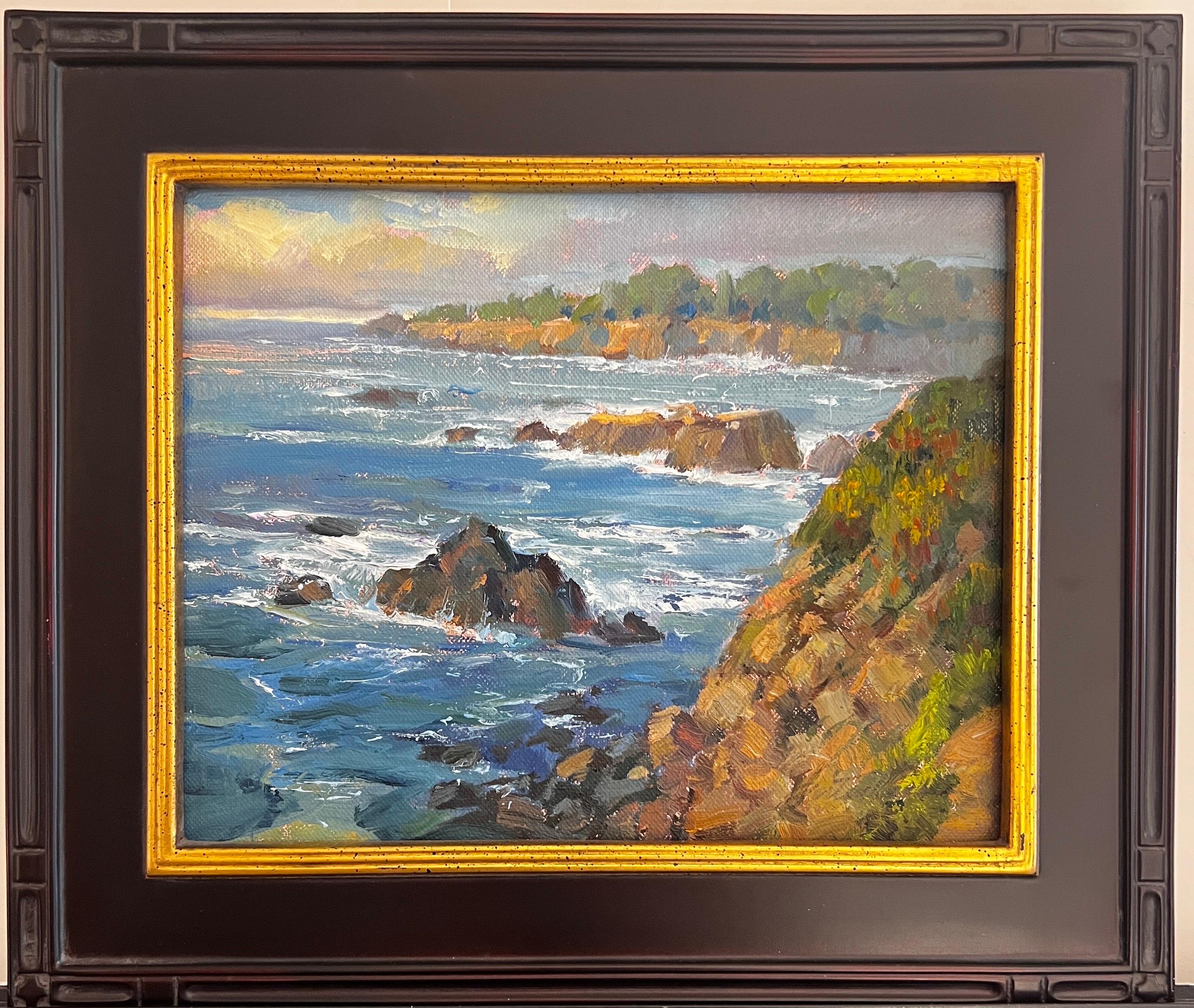 Mendocino Coast - Gray Landscape Painting by Lynn Gertenbach