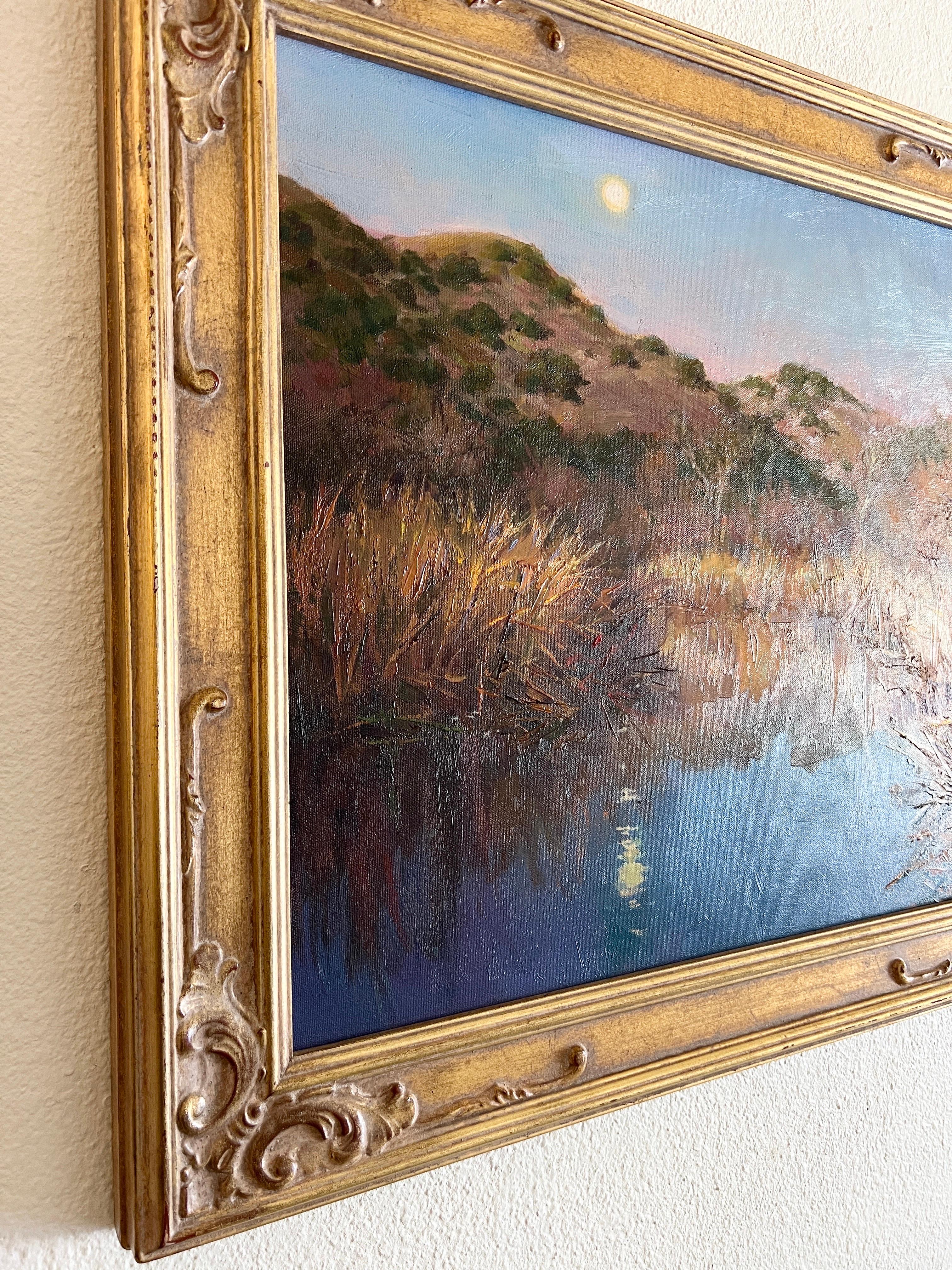 Lever de lune, Malibu Creek, paysage marin de Californie, plage de Malibue. en vente 2