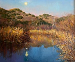 Lever de lune, Malibu Creek, paysage marin de Californie, plage de Malibue.