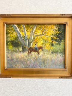 Caballo en las Colinas Doradas, California , Paisajista impresionista californiano.