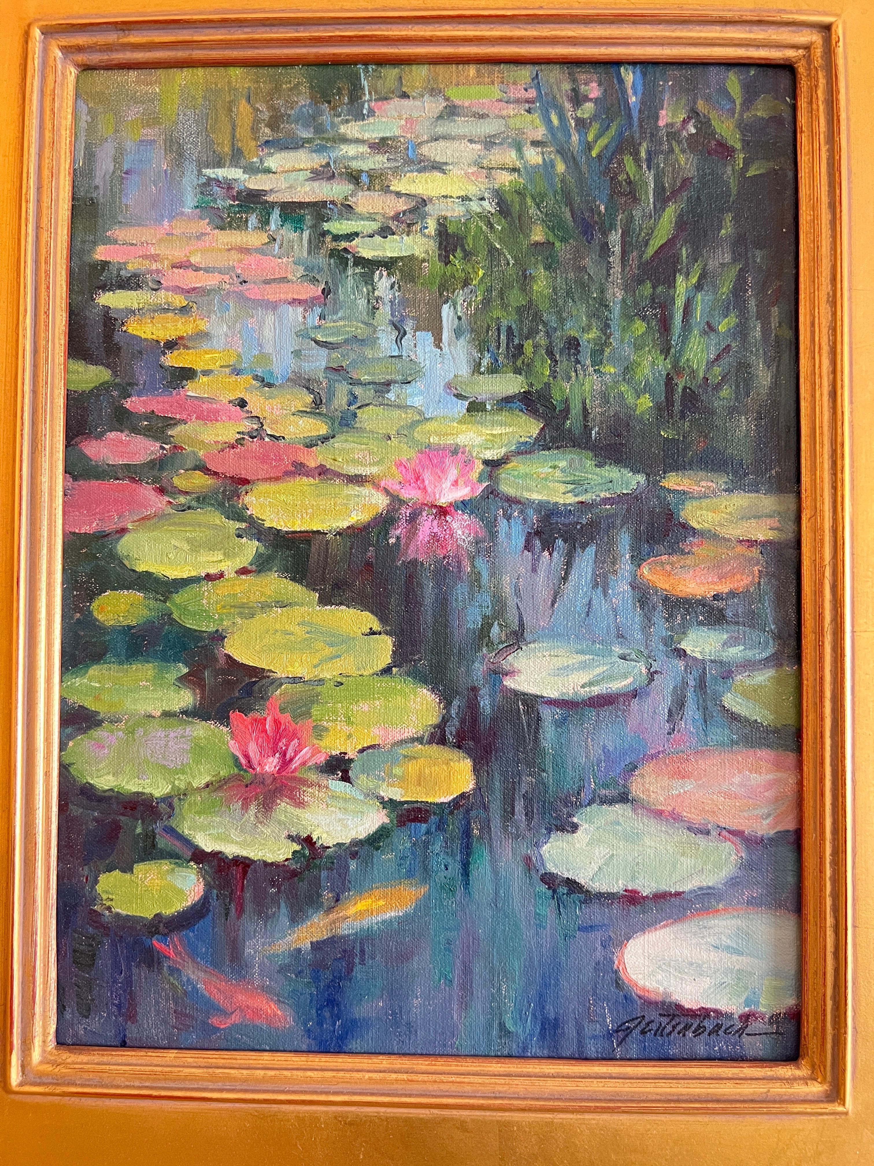 Summer Lilies, contemporary Lilies oil painting - Impressionist Painting by Lynn Gertenbach