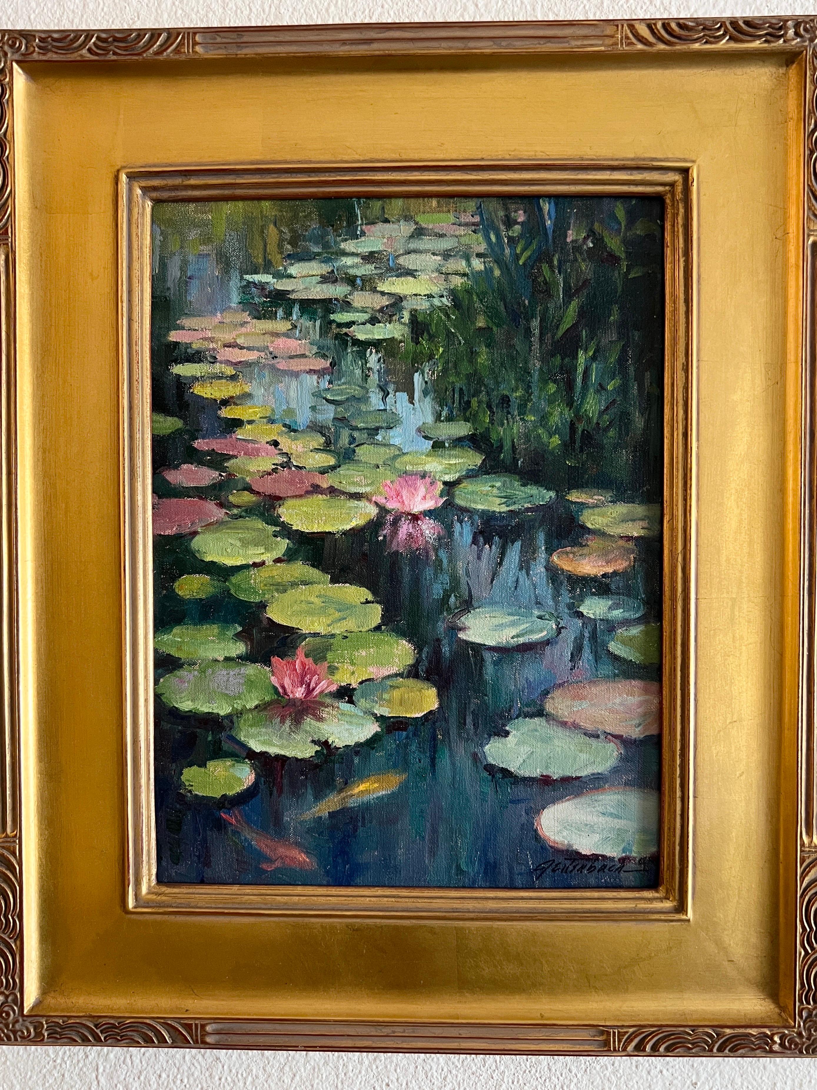 Summer Lilies, contemporary Lilies oil painting - Painting by Lynn Gertenbach