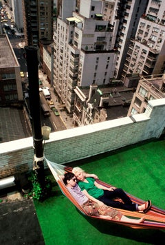 Used Blondie rooftop hammock by Lynn Goldsmith signed limited edition 20x24" print