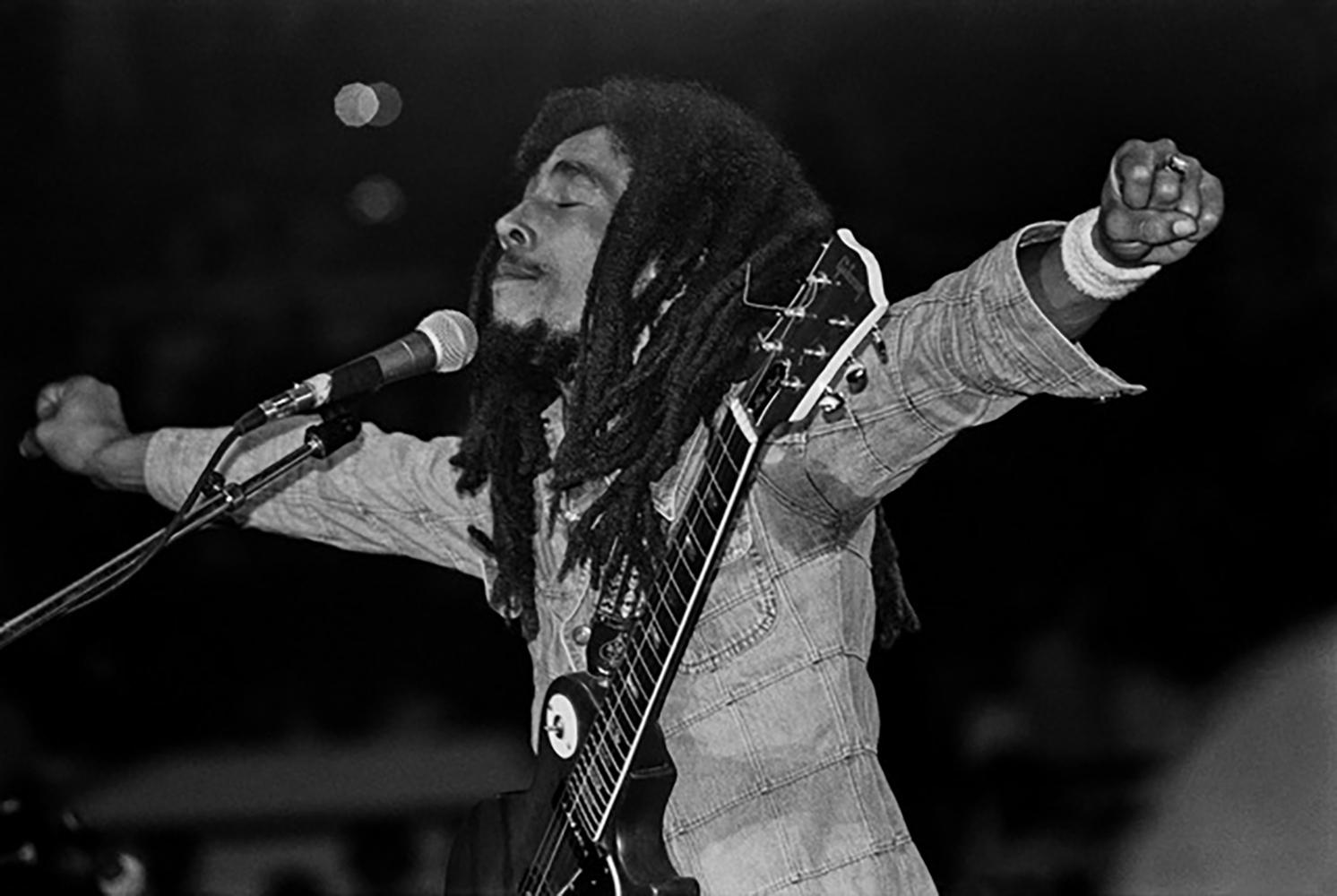 Lynn Goldsmith Black and White Photograph - Bob Marley Arms Out, 1978