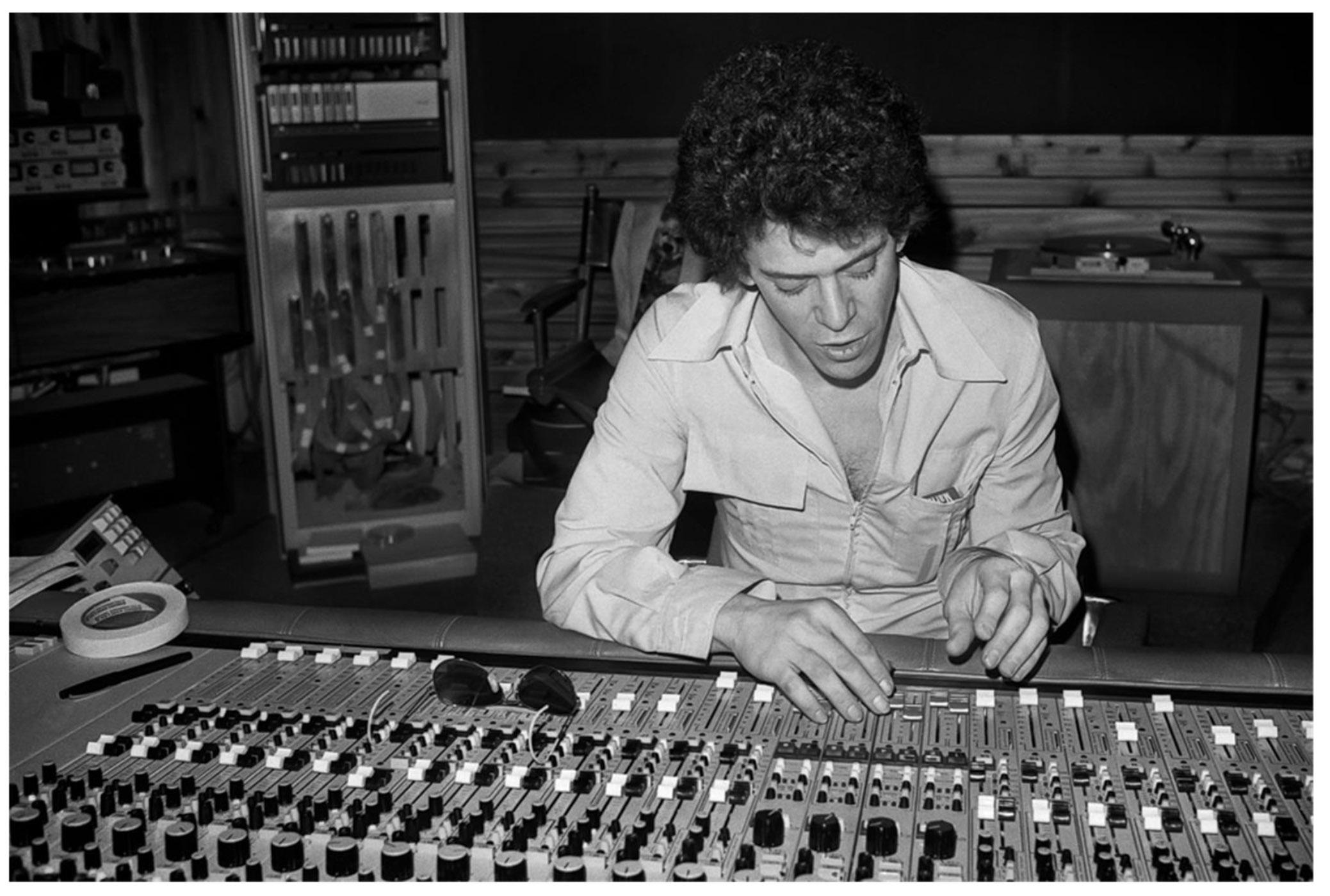 Lynn Goldsmith Black and White Photograph - Lou Reed Recording Studio, NYC, 1977