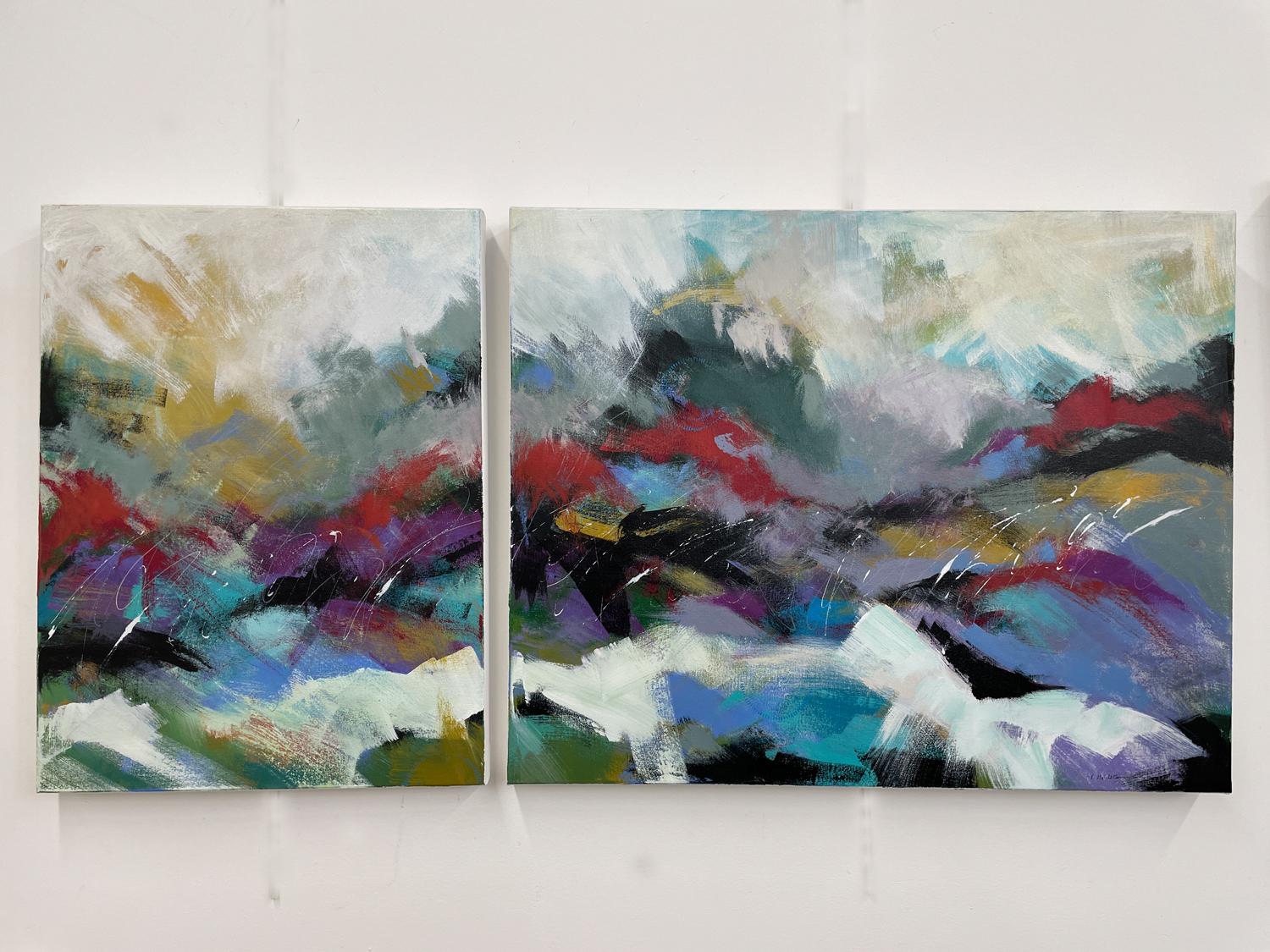Beneath the Waves of Your Heart, Abstrakte Malerei (Grau), Landscape Painting, von Lynn Goldstein