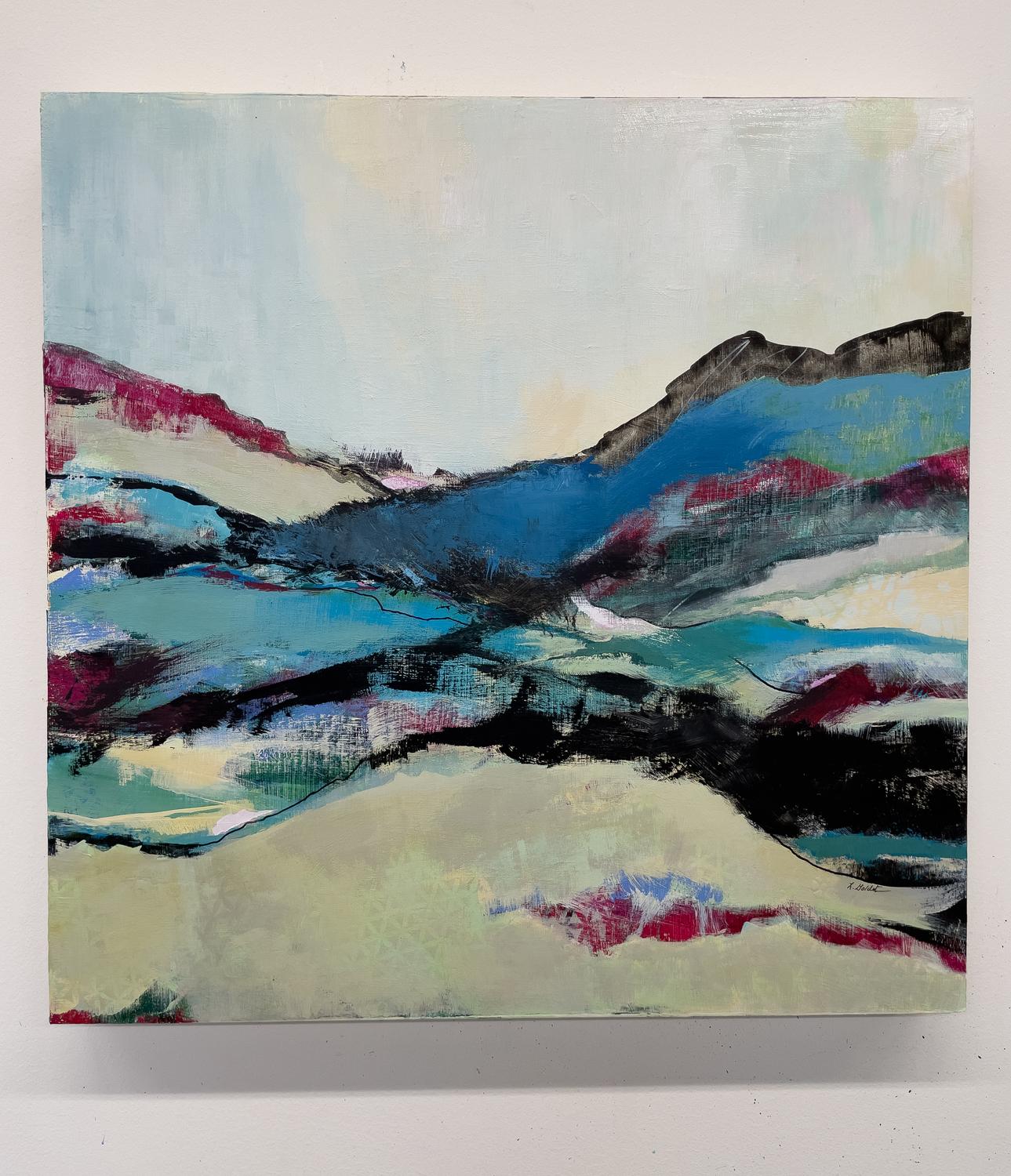 Geschnitzt nach Zeit, Abstraktes Gemälde (Grau), Landscape Painting, von Lynn Goldstein
