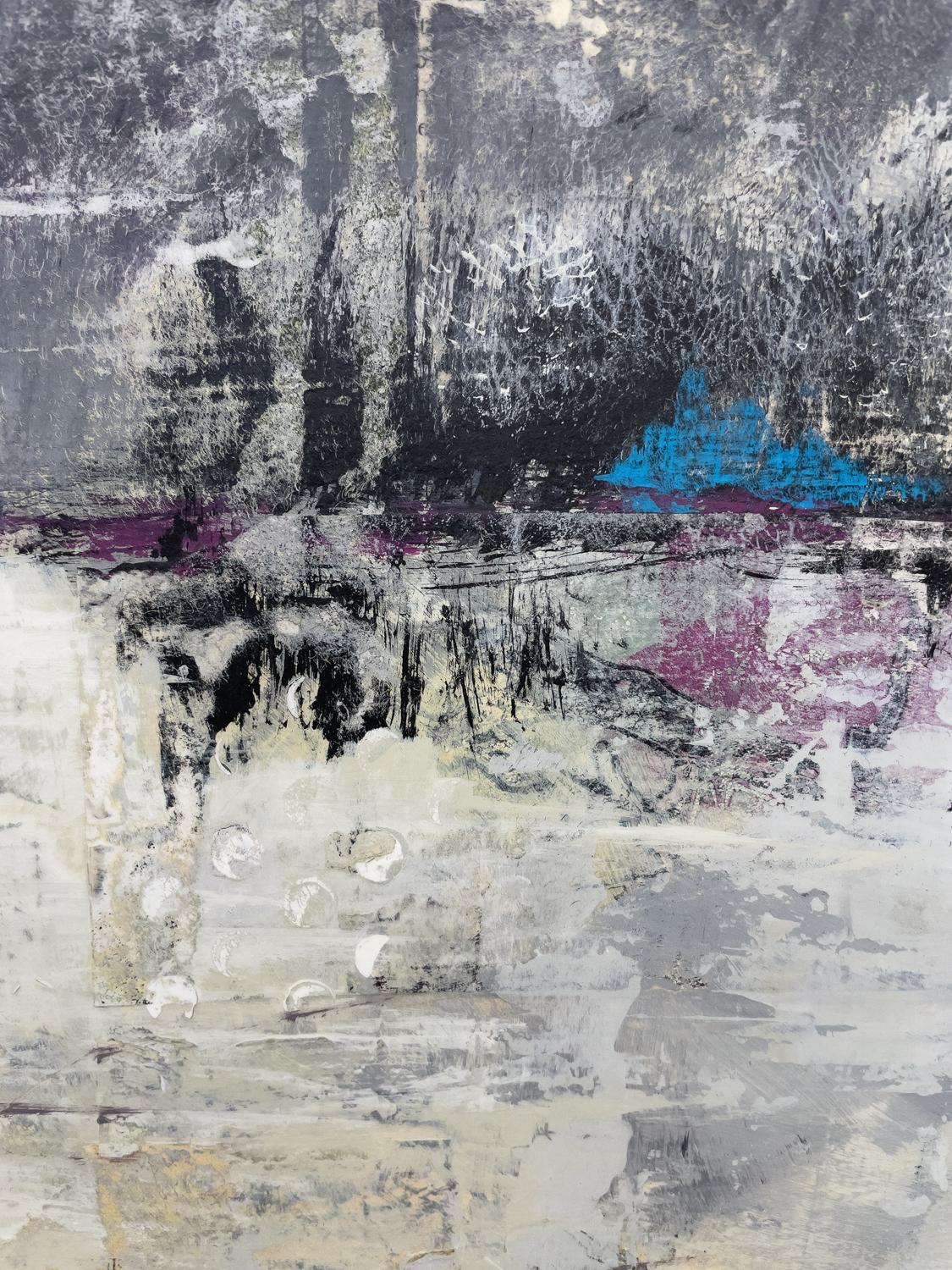 Danza delle illusioni, Pittura astratta - Abstract Painting Grigio di Lynn Goldstein