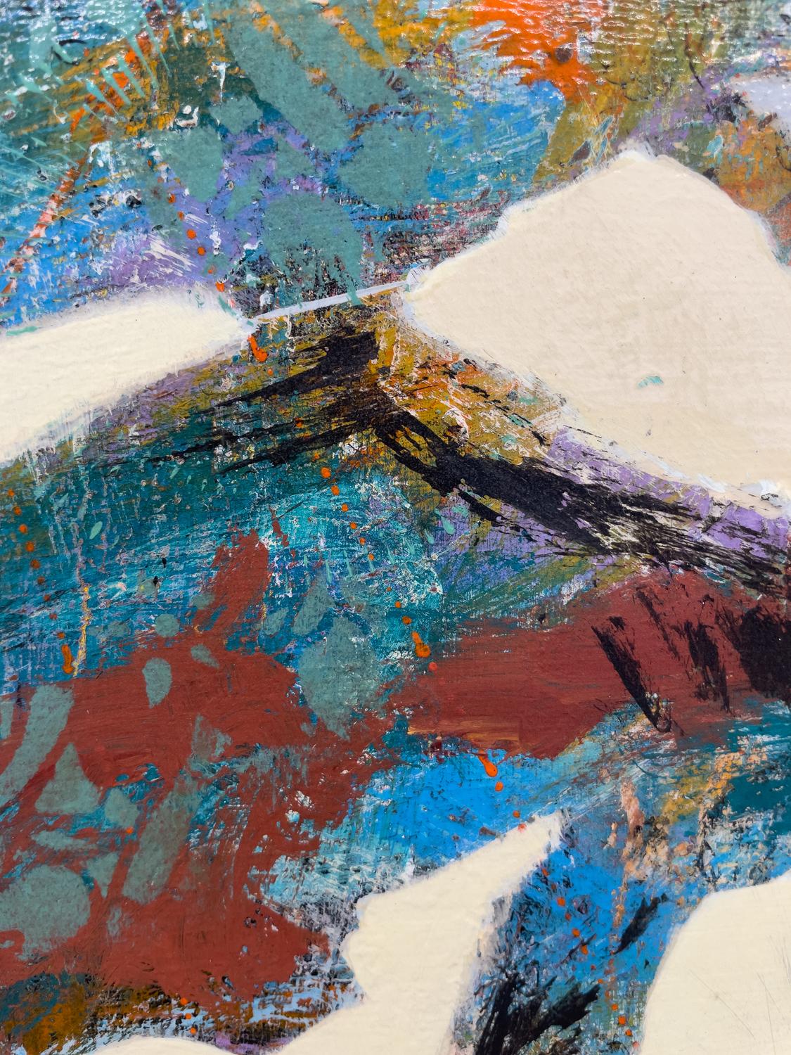 Splendido Juniper, Pittura Astratta - Abstract Painting Grigio di Lynn Goldstein