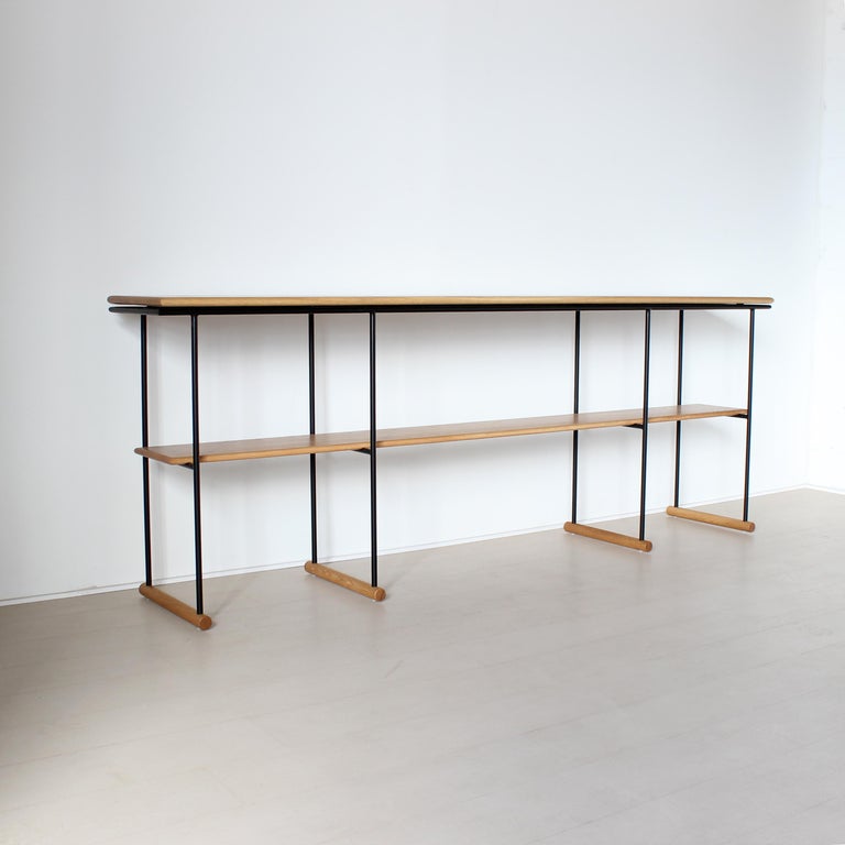 North American Lynn Modern Steel and Solid Wood Console and Hall Table by Crump and Kwash For Sale