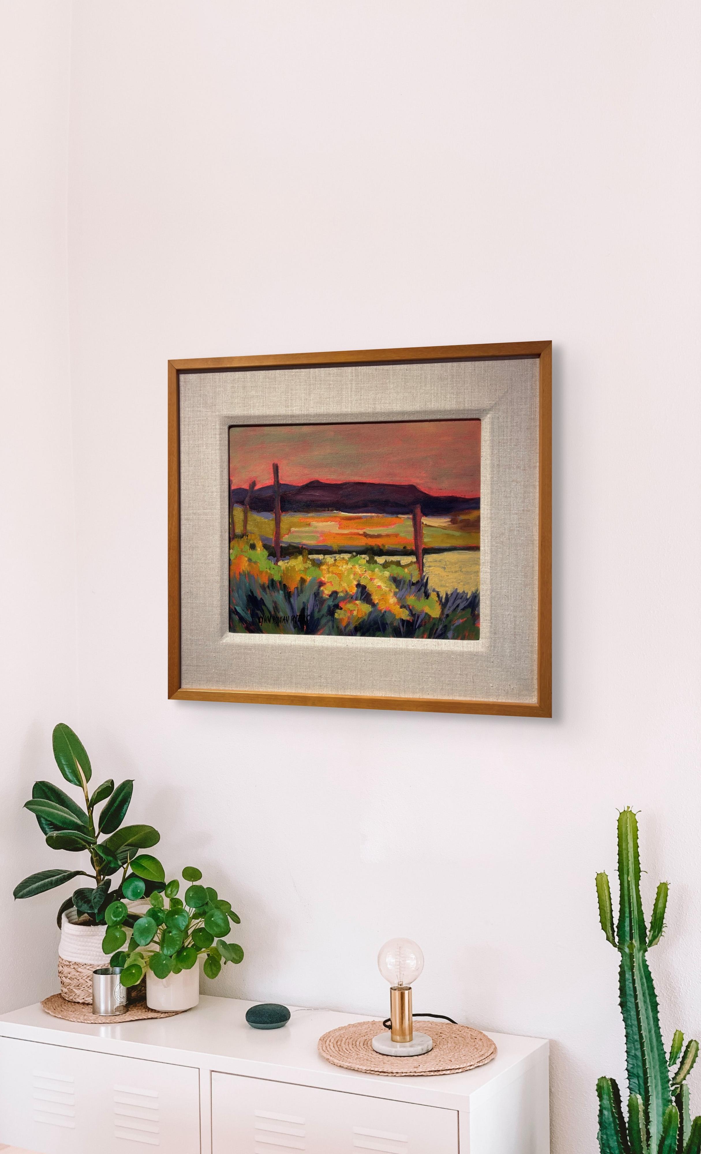 Don't Fence Me In - Brown Landscape Painting by Lynn Rowan Myers