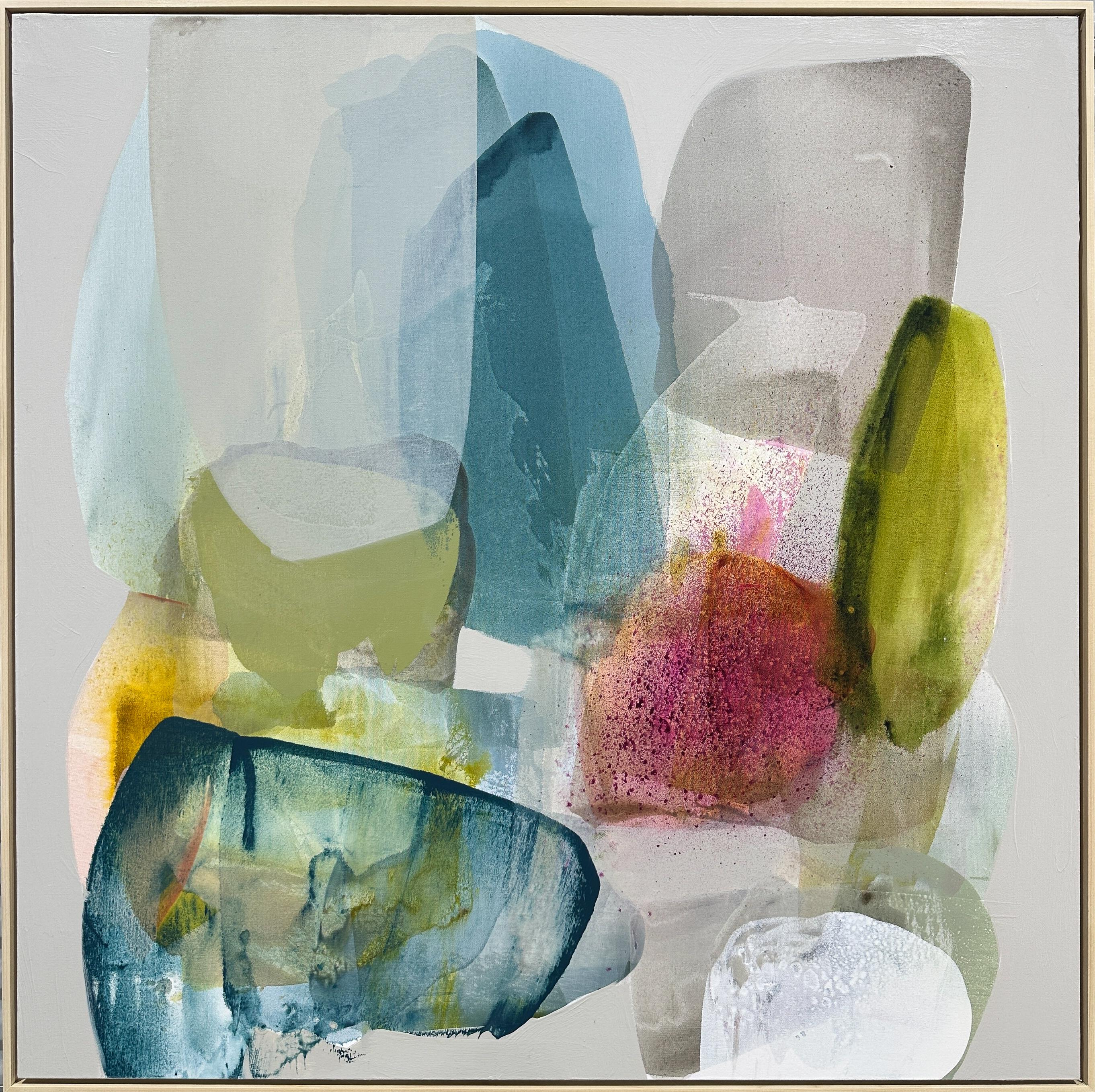 Abstract Painting Lynn Sanders - « Canyon Petals » – Peinture abstraite, acrylique et encre, encadrée, 2010+