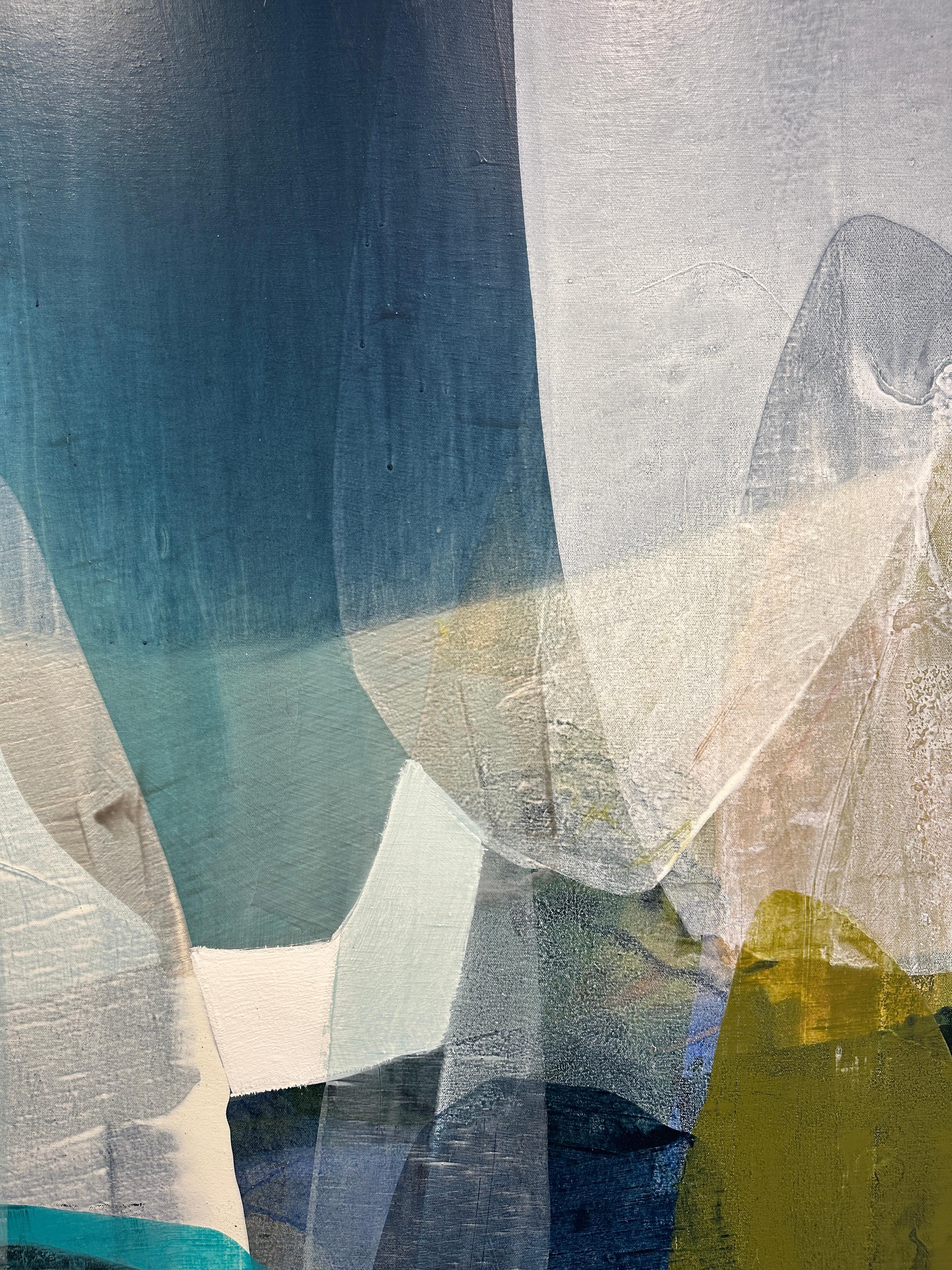 Foot Steps and Foothills - Gray Abstract Painting by Lynn Sanders