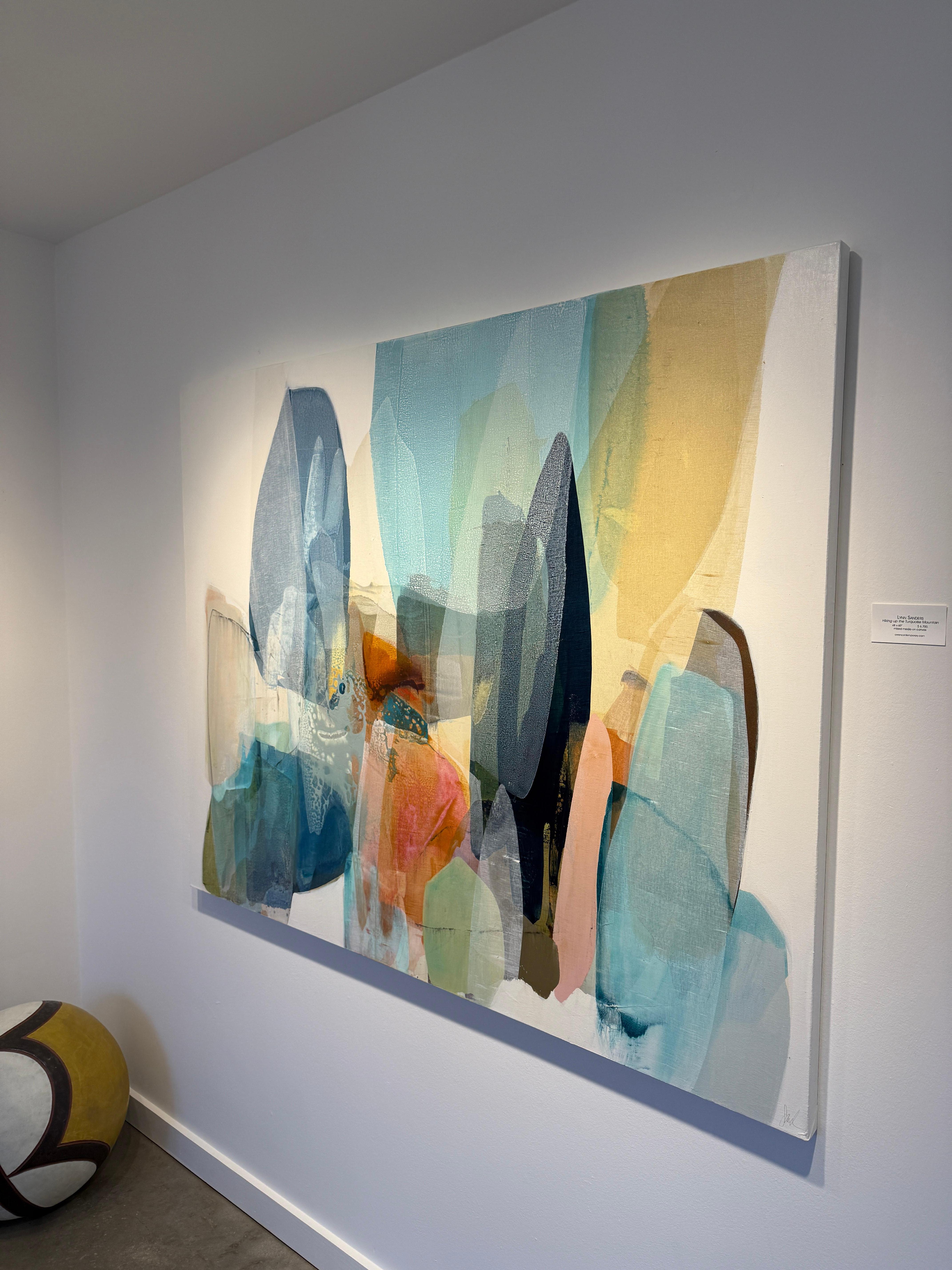 Senderismo por la Montaña Turquesa - Painting Abstracto de Lynn Sanders