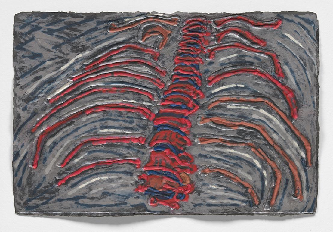  "Rib Cage 2", Embossed Pigmented Flax Paper-Pulp Painting