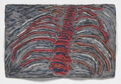 "Rib Cage 2", Embossed Pigmented Flax Paper-Pulp Painting