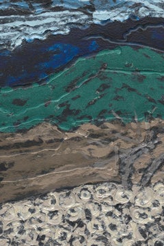 "Windy Night, Olorgesailie",  Pigmented flax and Eembossed Paper Pulp Painting