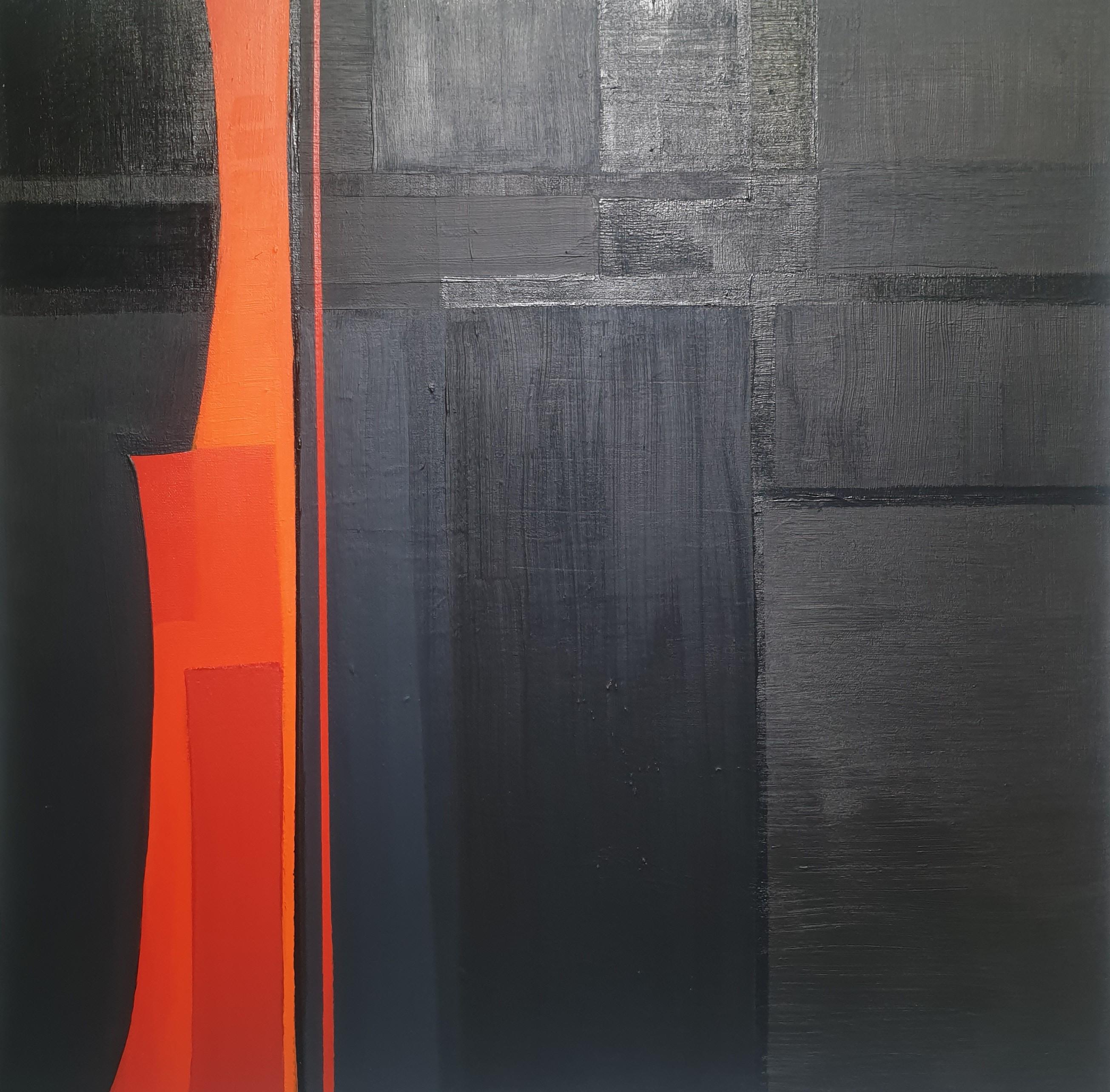 Lynn Yang Abstract Painting - New Order [Black, Red, Acrylic, canvas, Abstract, Line]