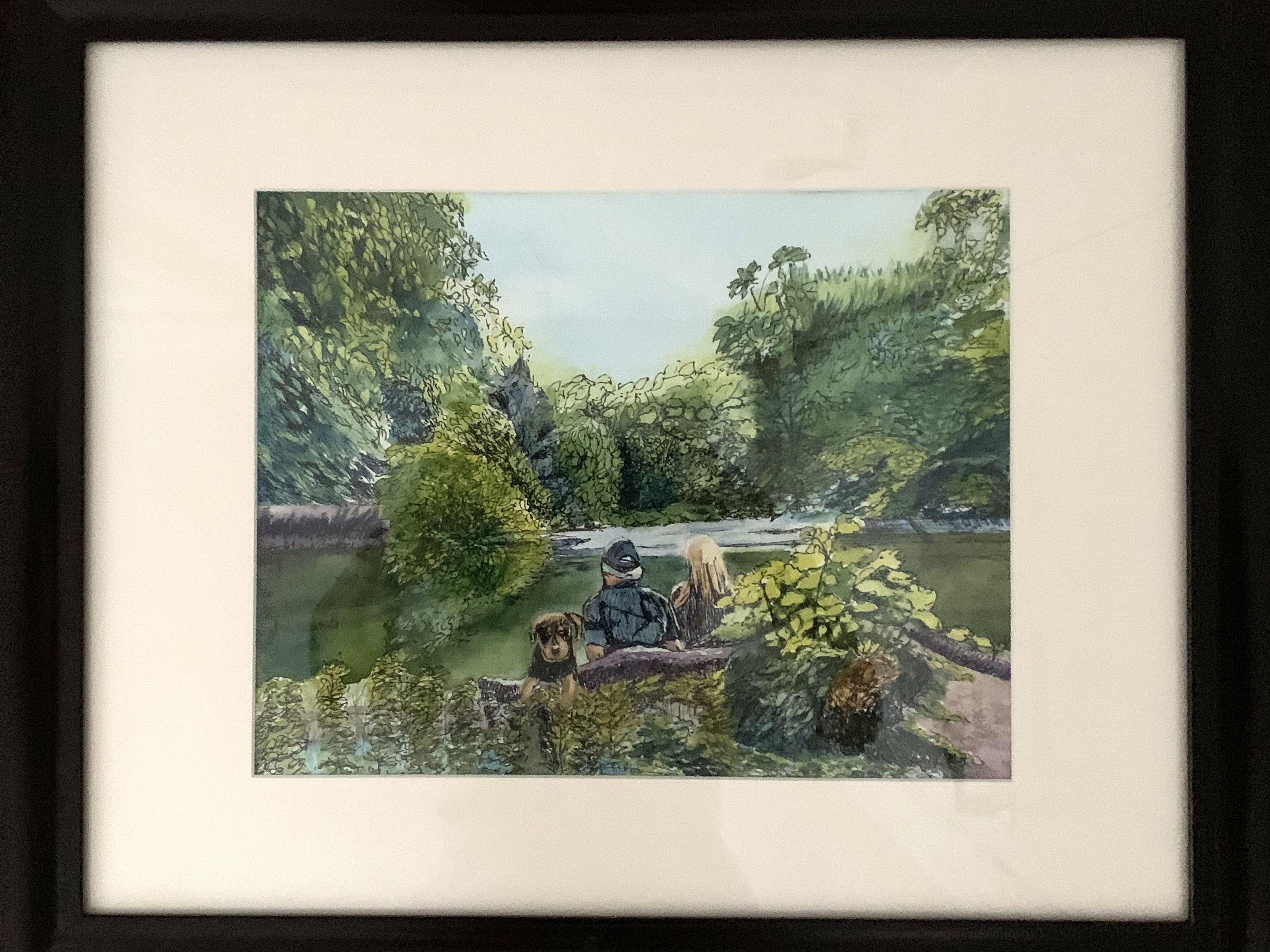 Central Park, tecnica mista su carta acquerello - Mixed Media Art Realismo di Lynne Atwood