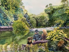 Central Park, tecnica mista su carta acquerello