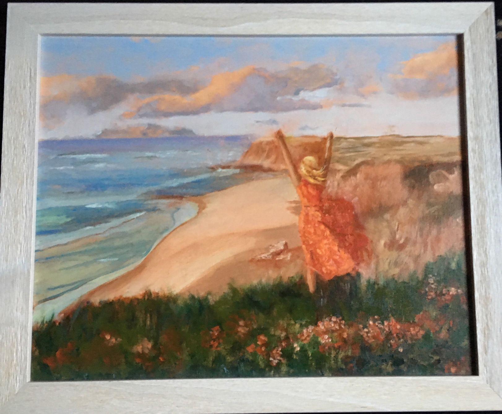 Lauren au Portugal, peinture, acrylique sur toile - Réalisme Painting par Lynne Atwood