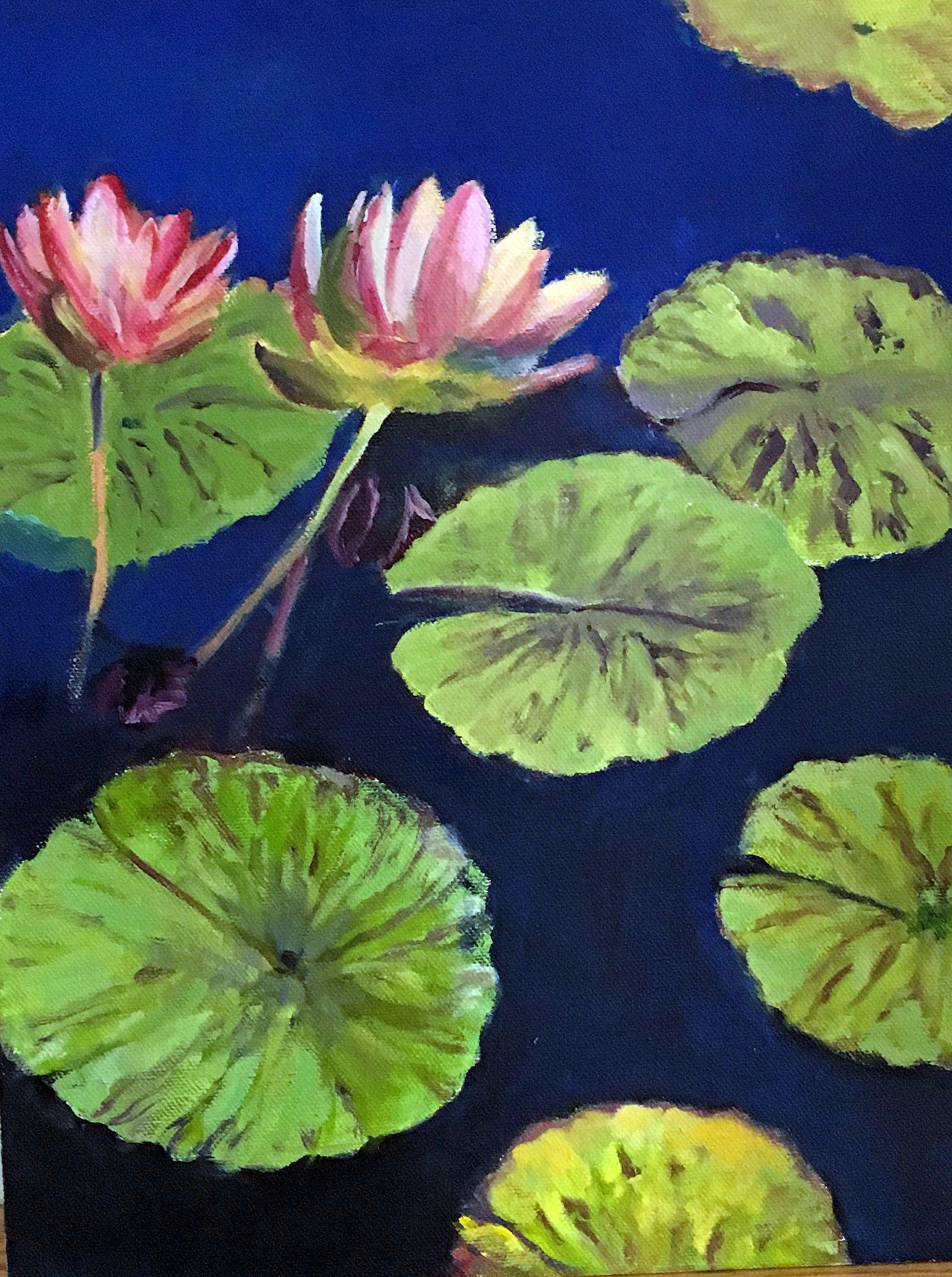 Nenúfares, Pintura, Óleo sobre lienzo - Painting de Lynne Atwood