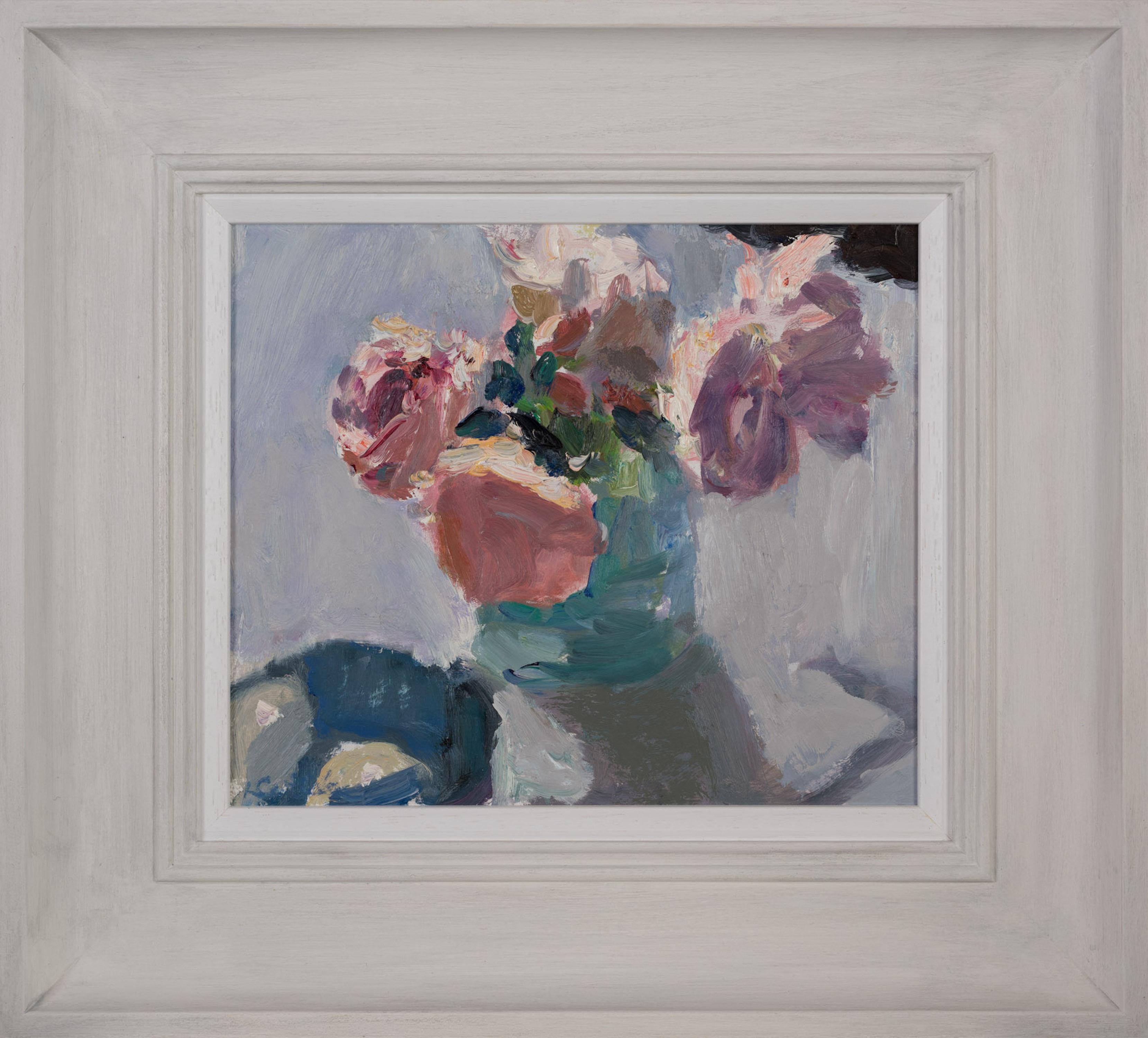 Roses in a Turquoise Jug 2 by Lynne Cartlidge [2022]

original
Oil on Board
Image size: H:24.8 cm x W:29.4 cm
Complete Size of Unframed Work: H:25.4 cm x W:30 cm x D:0.6cm
Frame Size: H:43 cm x W:47.5 cm x D:4.2cm
Sold Framed
Please note that insitu