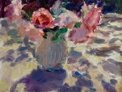 Roses In Dappled Sunlight, Lynne Cartlidge, Original Floral Still Life Painting