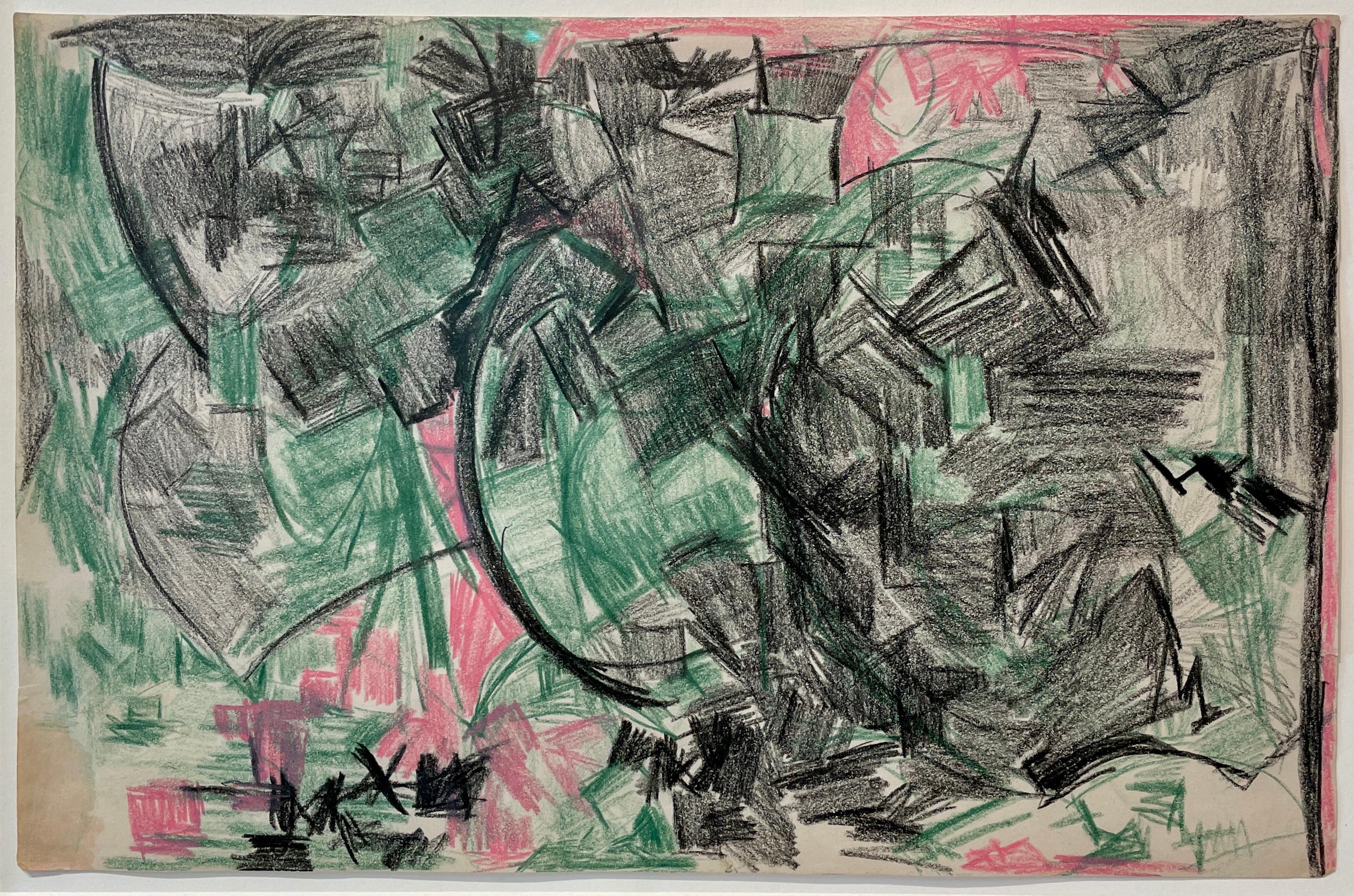 Untitled (Green & Pink) - Mixed Media Art by Lynne Drexler