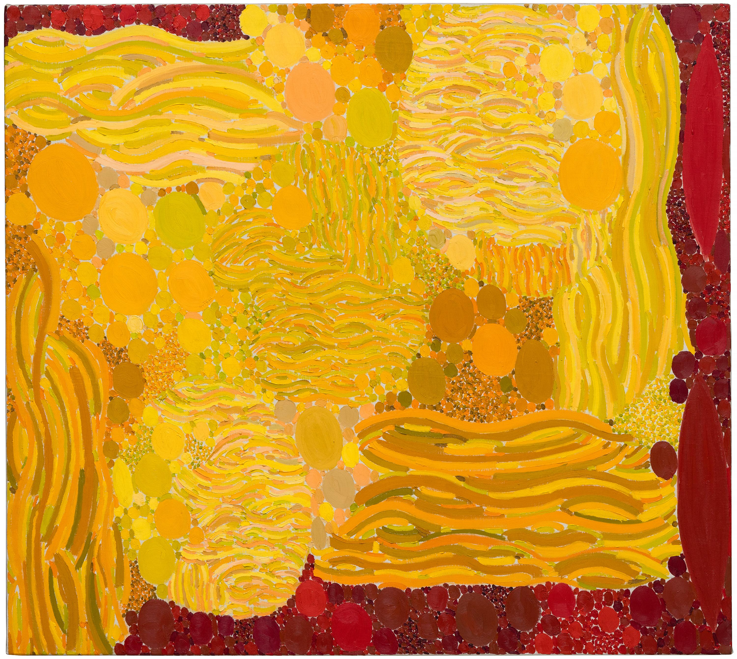 Frühlingssonne - Lebendiges abstraktes Gemälde in Öl auf Leinwand, 1971