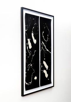 Dibujo 3 y 4 - blanco y negro, minimalista, gestual, abstracto, acrílico sobre papel