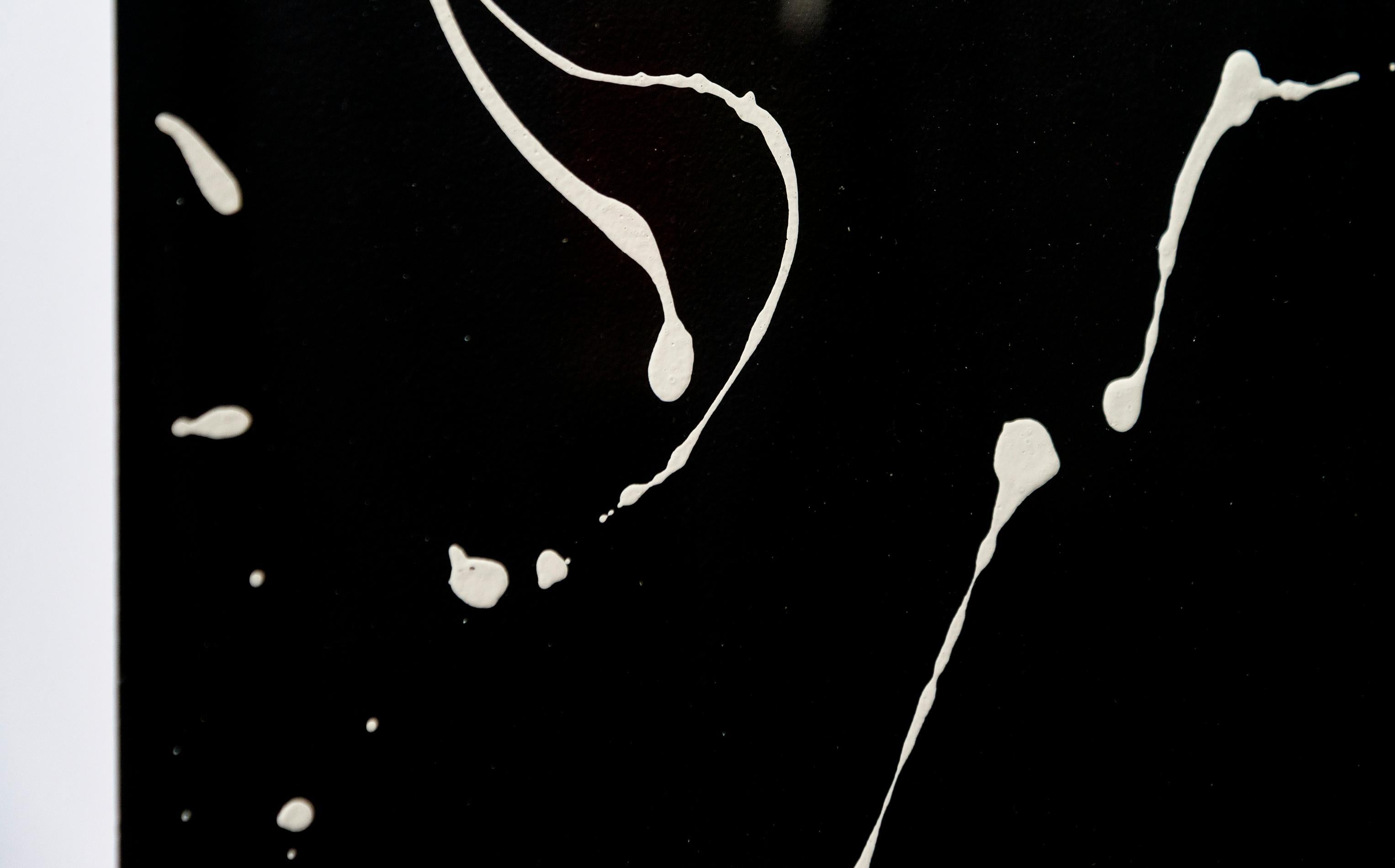 Dibujo 3 y 4 - blanco y negro, minimalista, gestual, abstracto, acrílico sobre papel en venta 1