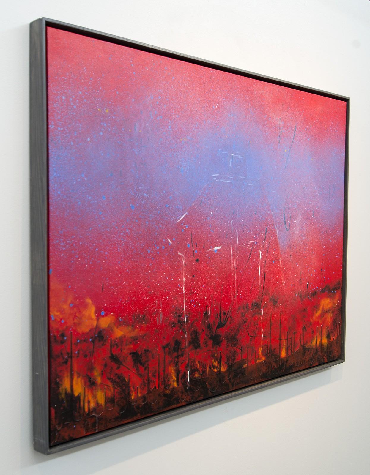 Persistence of Blue - astrazione gestuale, audace e vibrante, acrilico su tela - Painting Contemporaneo di Lynne Fernie