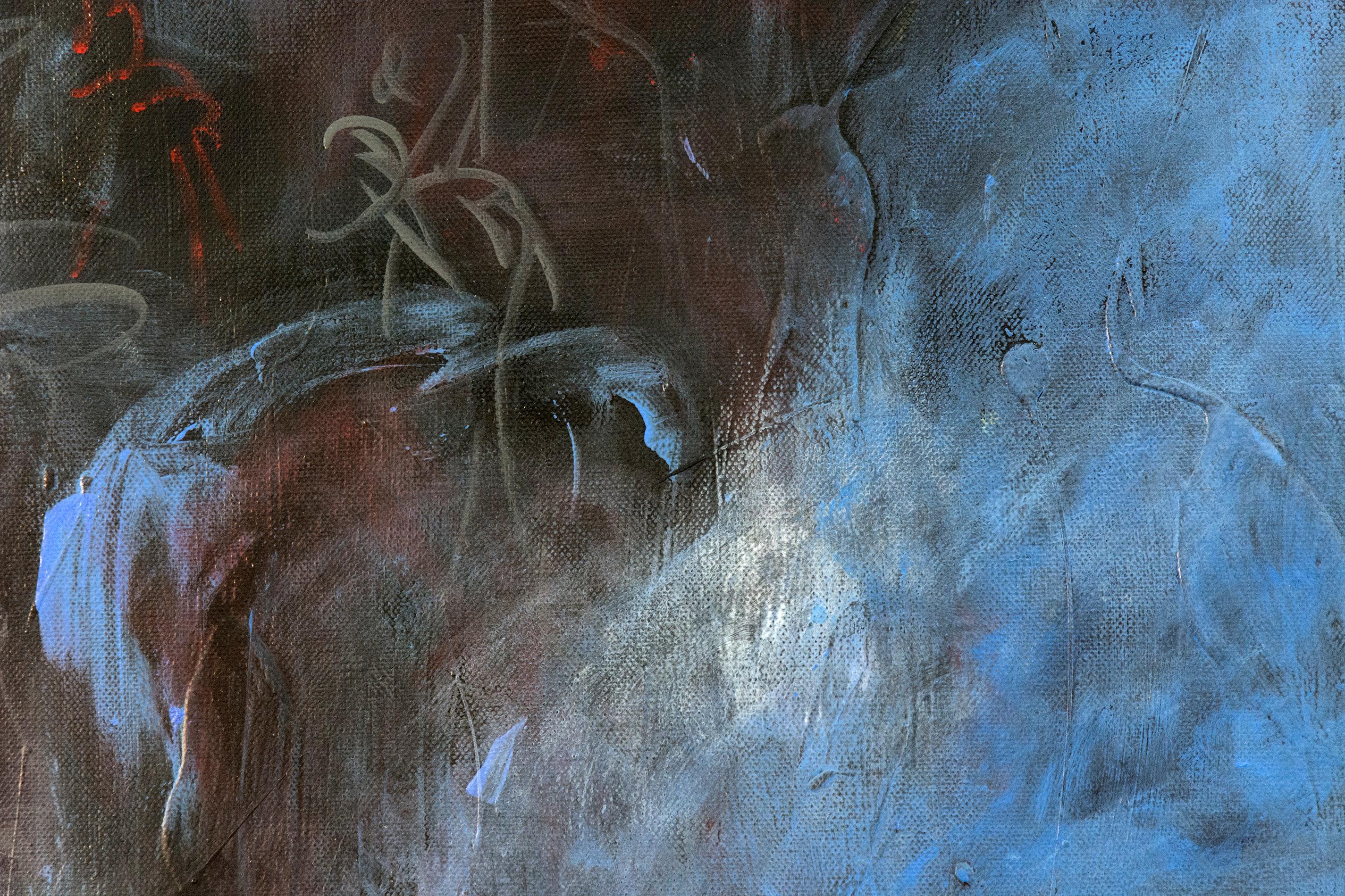 Shape Shifting Blue - Gray Abstract Painting by Lynne Fernie