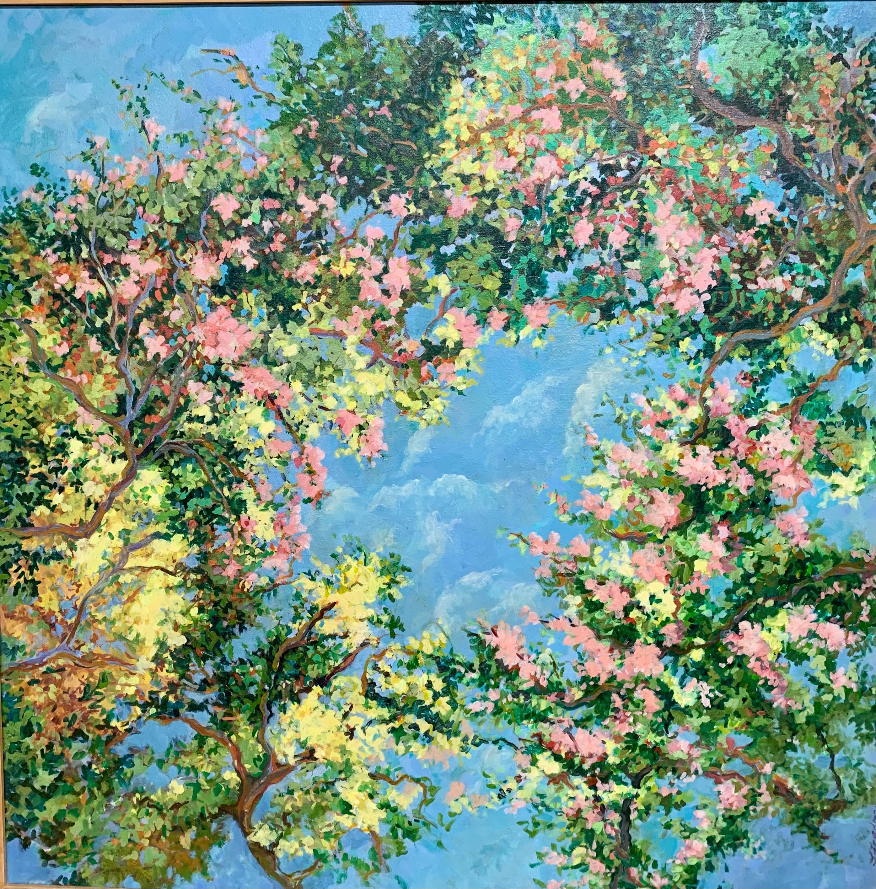Lynne Friedman Still-Life Painting - Cherry Blossom Season, Still-Life Oil Painting, 2021