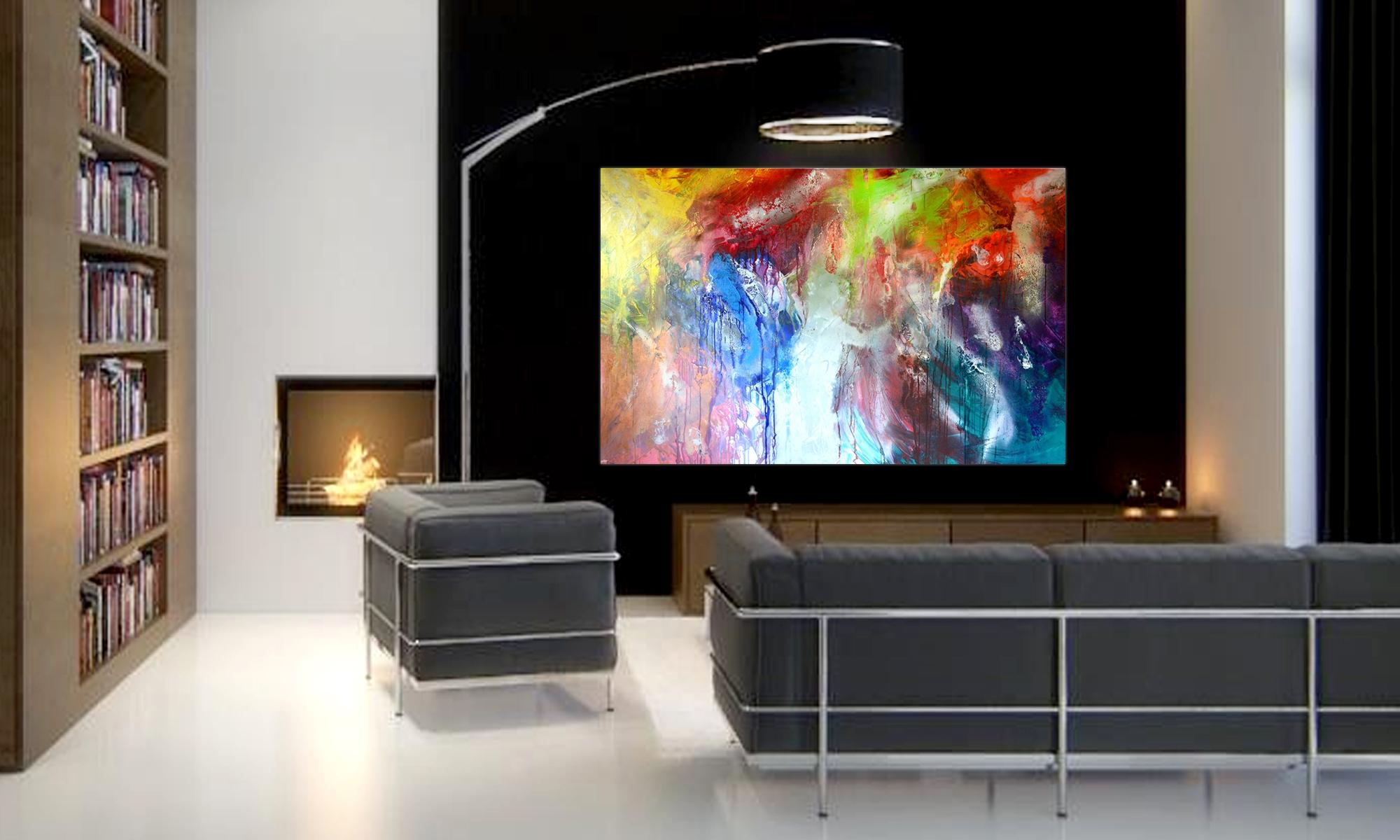 Colour Fusion, Painting, Acrylic on Canvas - Brown Abstract Painting by Lynne Godina-Orme