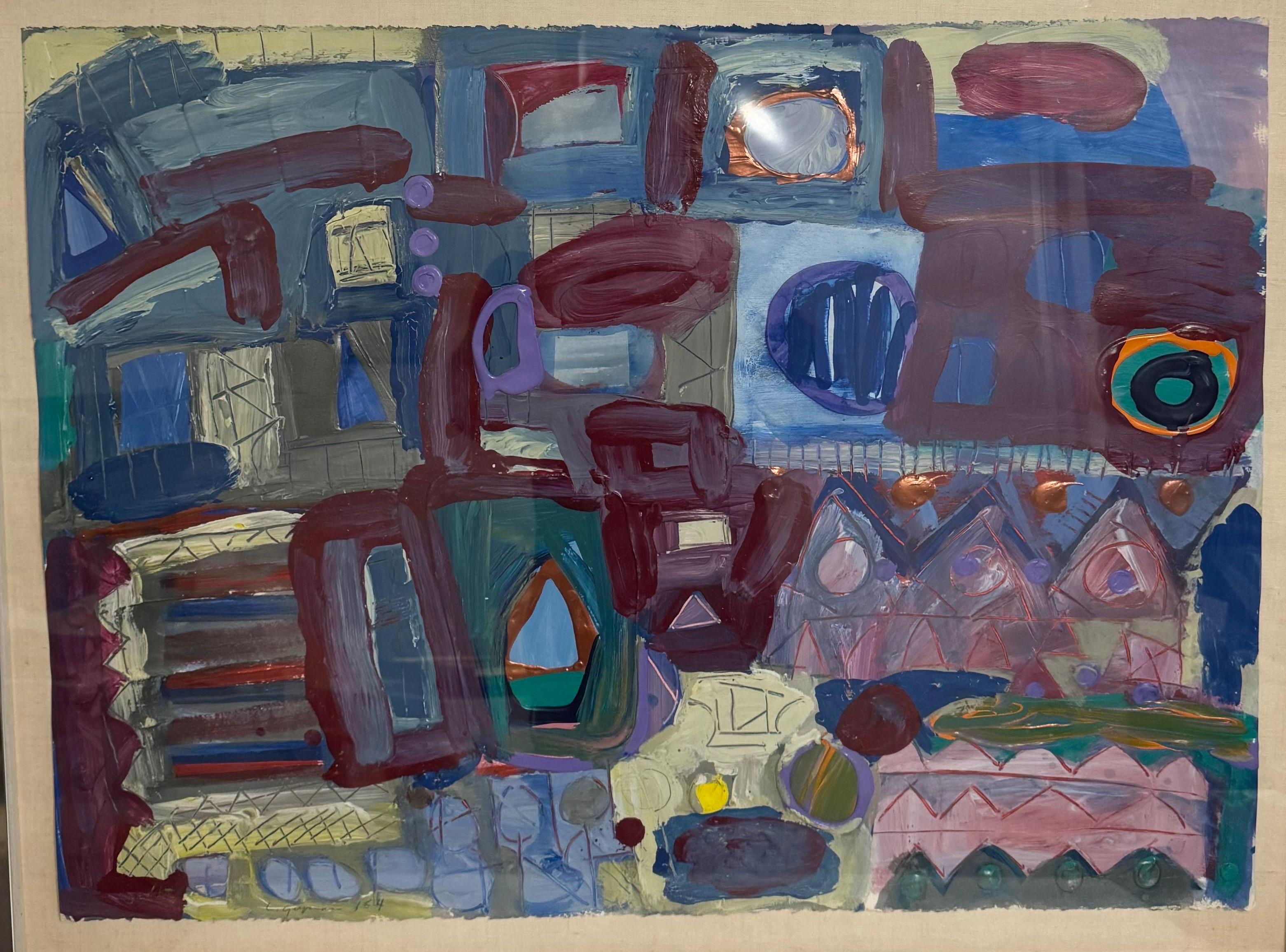 Expressionniste abstrait Peinture des années 1980 Femme Miami Moderniste Lynne Golob Gelfman en vente 1