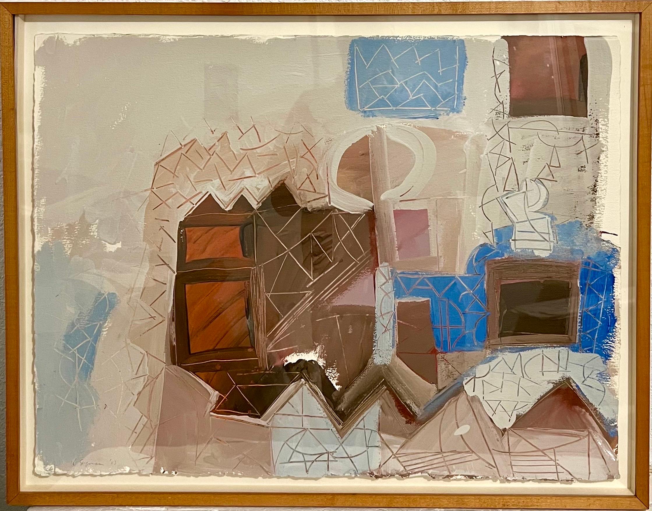 Lynne Golob Gelfman, American (1944-2020)
Abstract Composition in colors
Acrylic paint on paper
1983
Hand signed and dated recto
23" X 29", Frame measures 26" X 33".
Provenance: Jan Van der Marck collection on loan to the Detroit Institute for the
