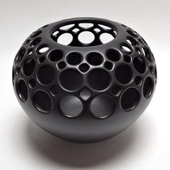 Used Orb Demi Round Lace Black - contemporary modern ceramic vessel object