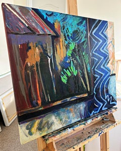 Threshold with Blue Curtain, Original Painting