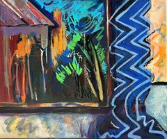 Threshold with Blue Curtain, Original Painting