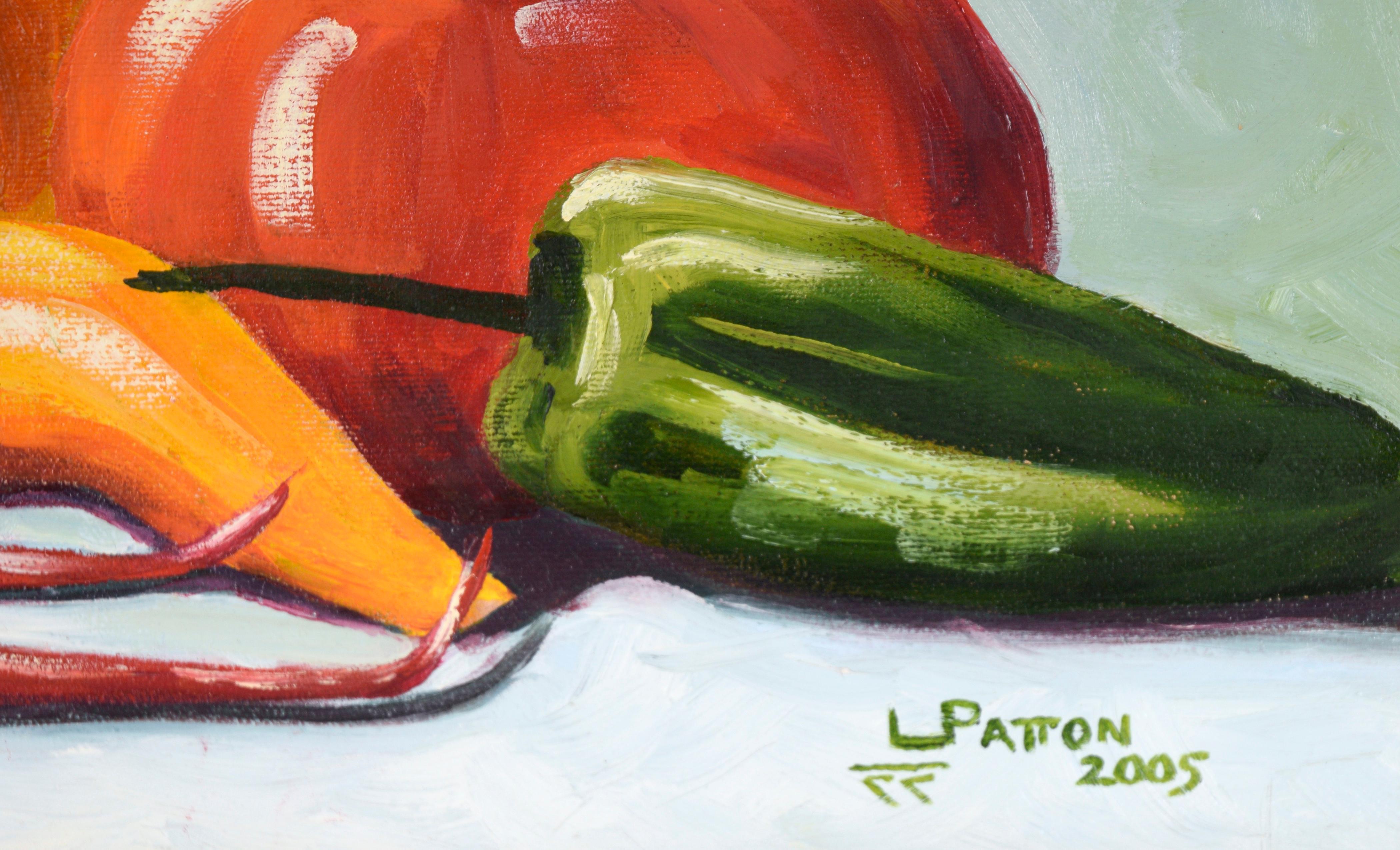 Récolte sur le comptoir de la cuisine - Nature morte contemporaine à l'huile sur toile en vente 3