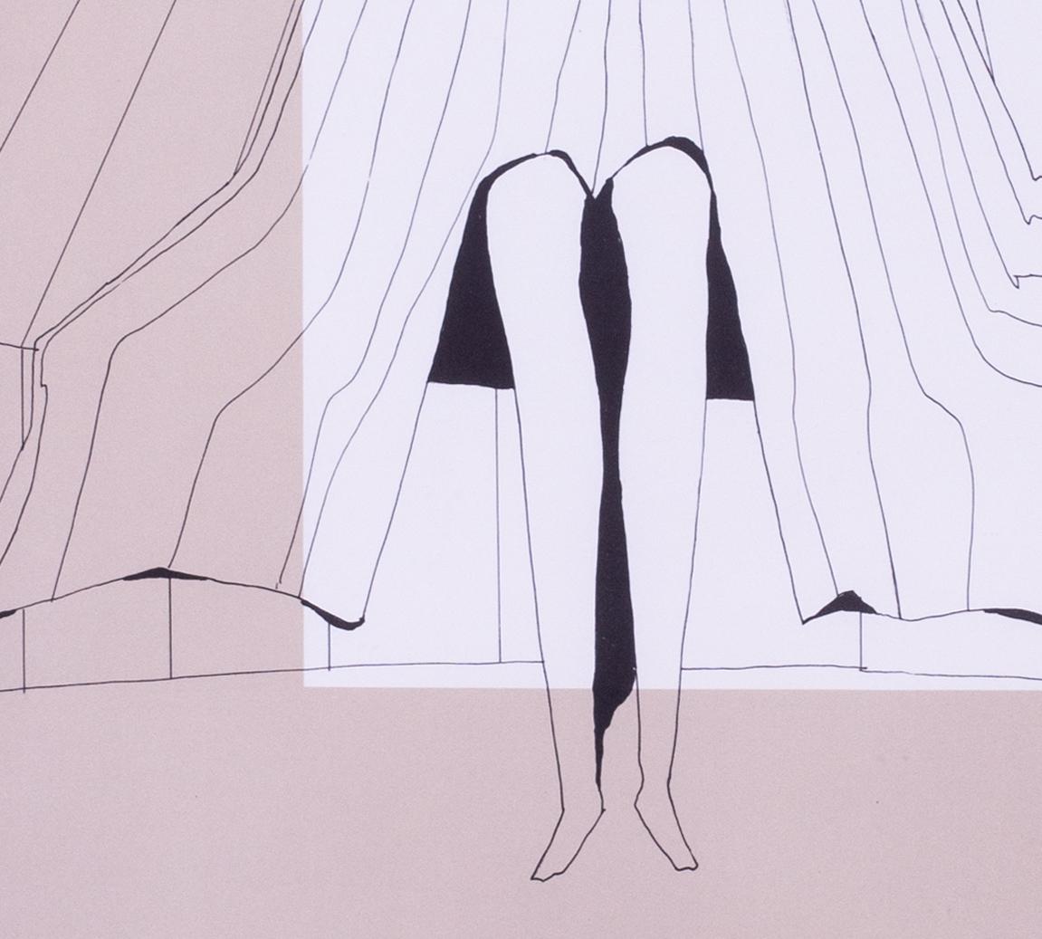 Figura abstracta sentada, litografía de la escultora británica Lynne Russell Chadwick 4