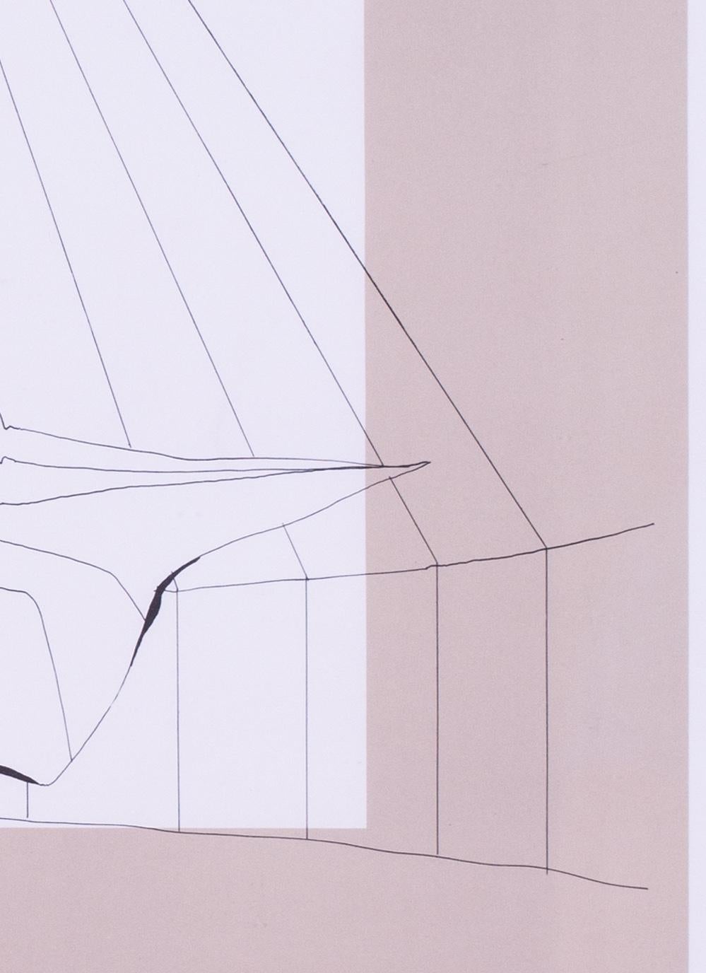 Figura abstracta sentada, litografía de la escultora británica Lynne Russell Chadwick 5