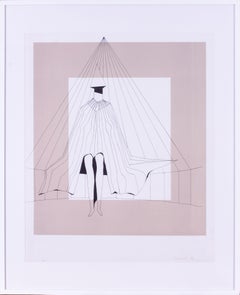 Figura abstracta sentada, litografía de la escultora británica Lynne Russell Chadwick