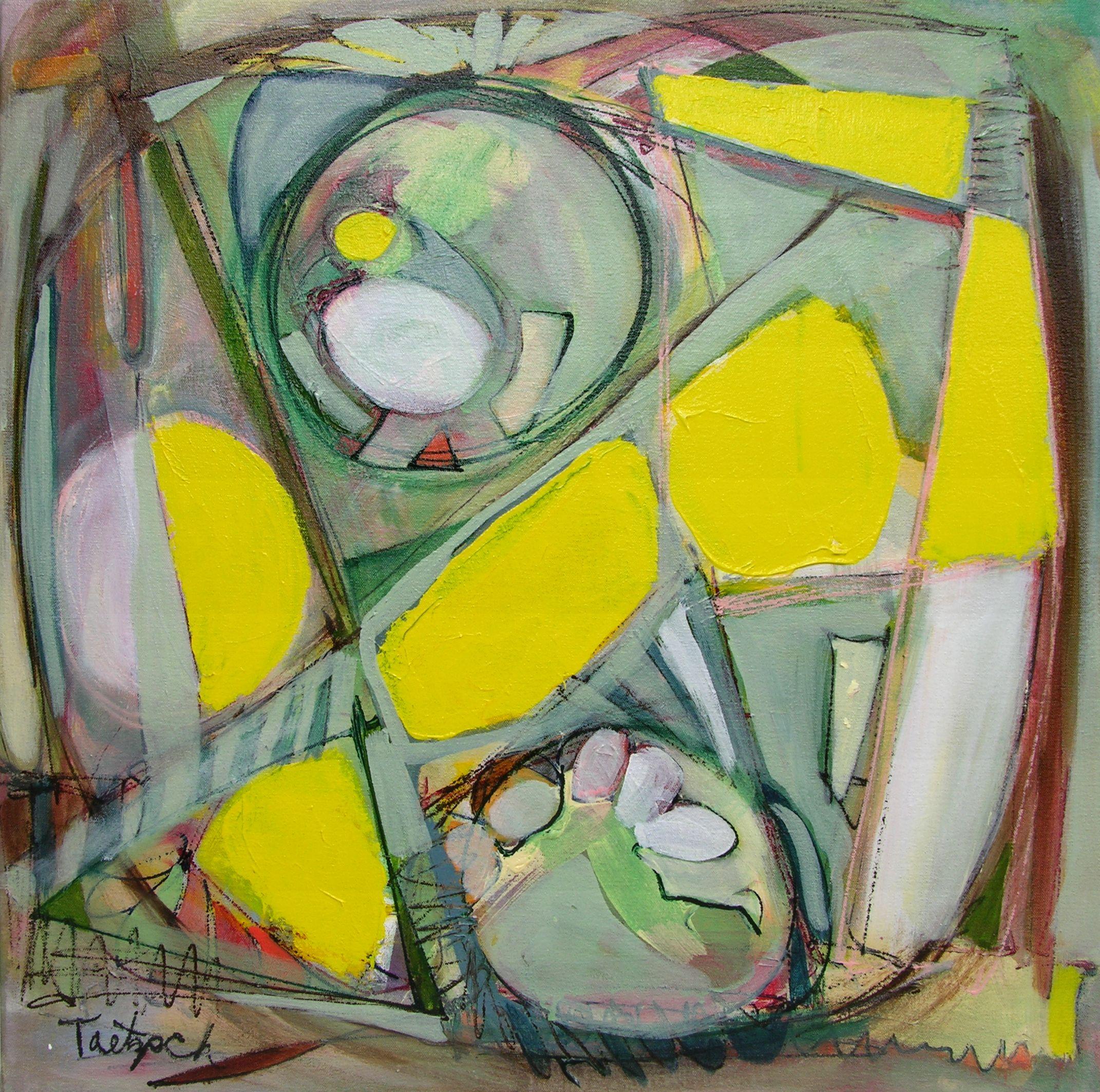 Abstract Painting Lynne Taetzsch - Une assiette entière, peinture, acrylique sur toile